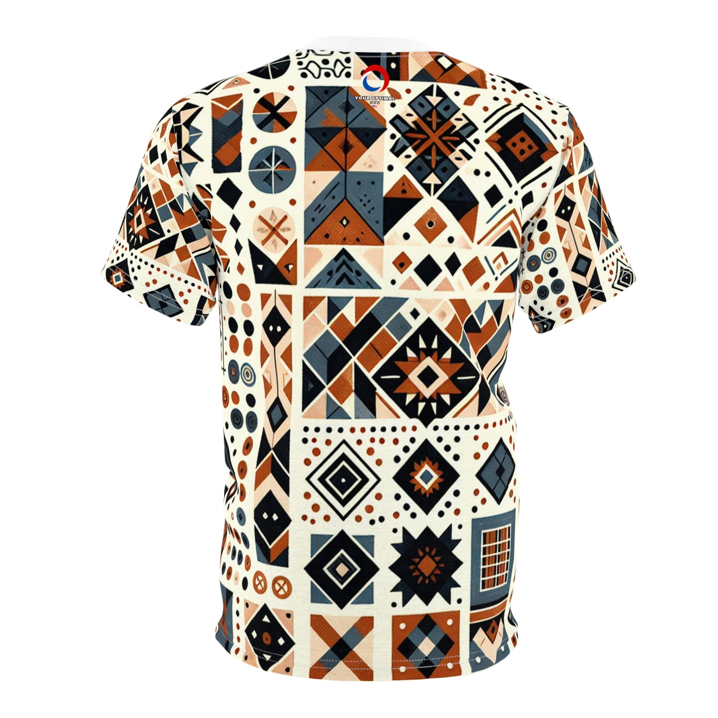 Berber-Inspired Artistry T-shirt: Earthy-Tone Geometric Tattoo Patterns Storytelling Print - African Tribal Pattern-Inspired Tee