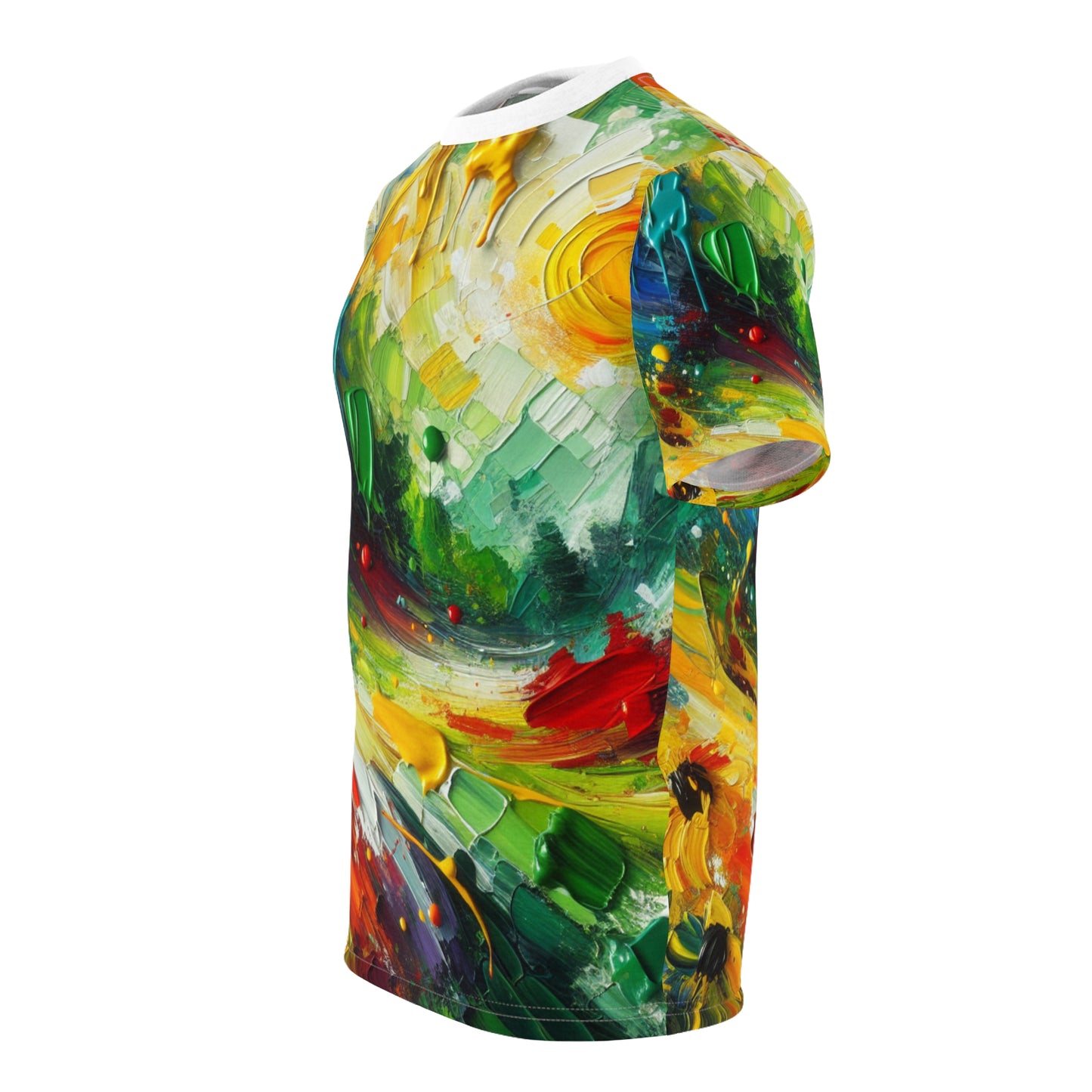 Vibrant Rasta Spirit Abstract Art T-shirt - Bold Colors, Impasto Strokes - Rastafarian Abstract Art-Inspired Tee