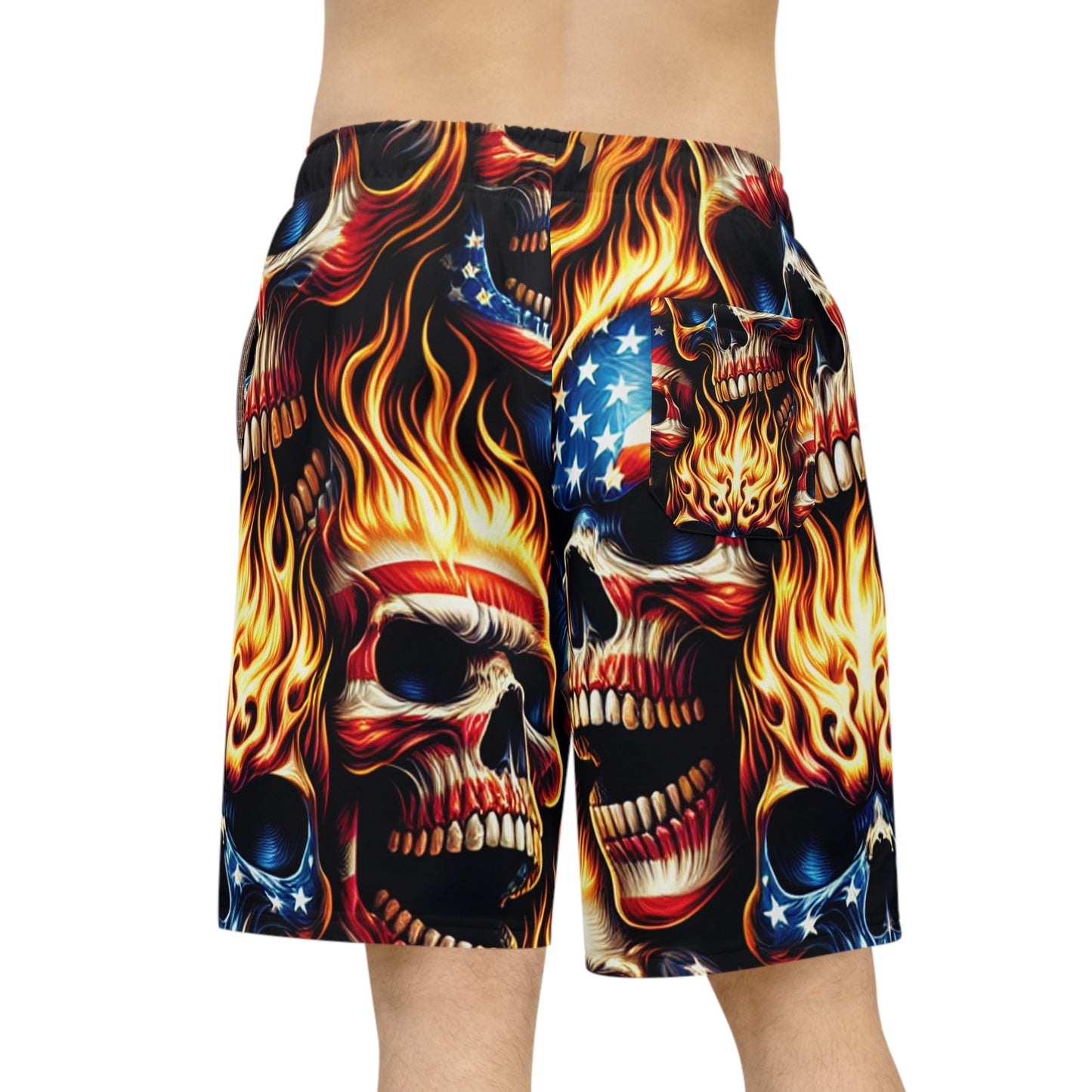Infernal Skull Inferno Patriotism-Imbued Tattoo Shorts - Patriotic Streetwear Shorts