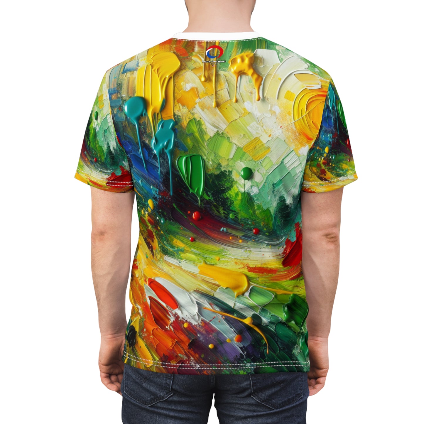 Vibrant Rasta Spirit Abstract Art T-shirt - Bold Colors, Impasto Strokes - Rastafarian Abstract Art-Inspired Tee
