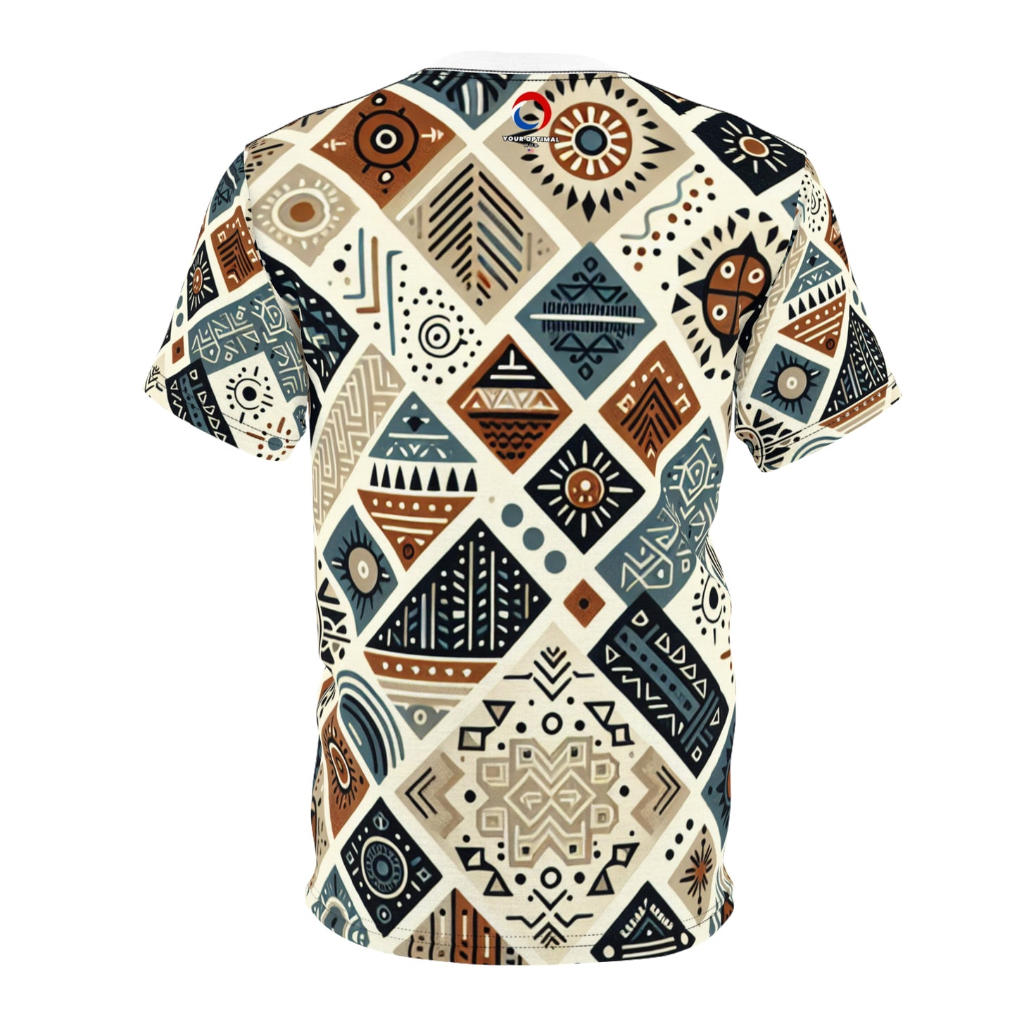Berber Inspired Enigmatic Tattoo Pattern Tee in Native Earthy Palette - African Tribal Pattern-Inspired Tee