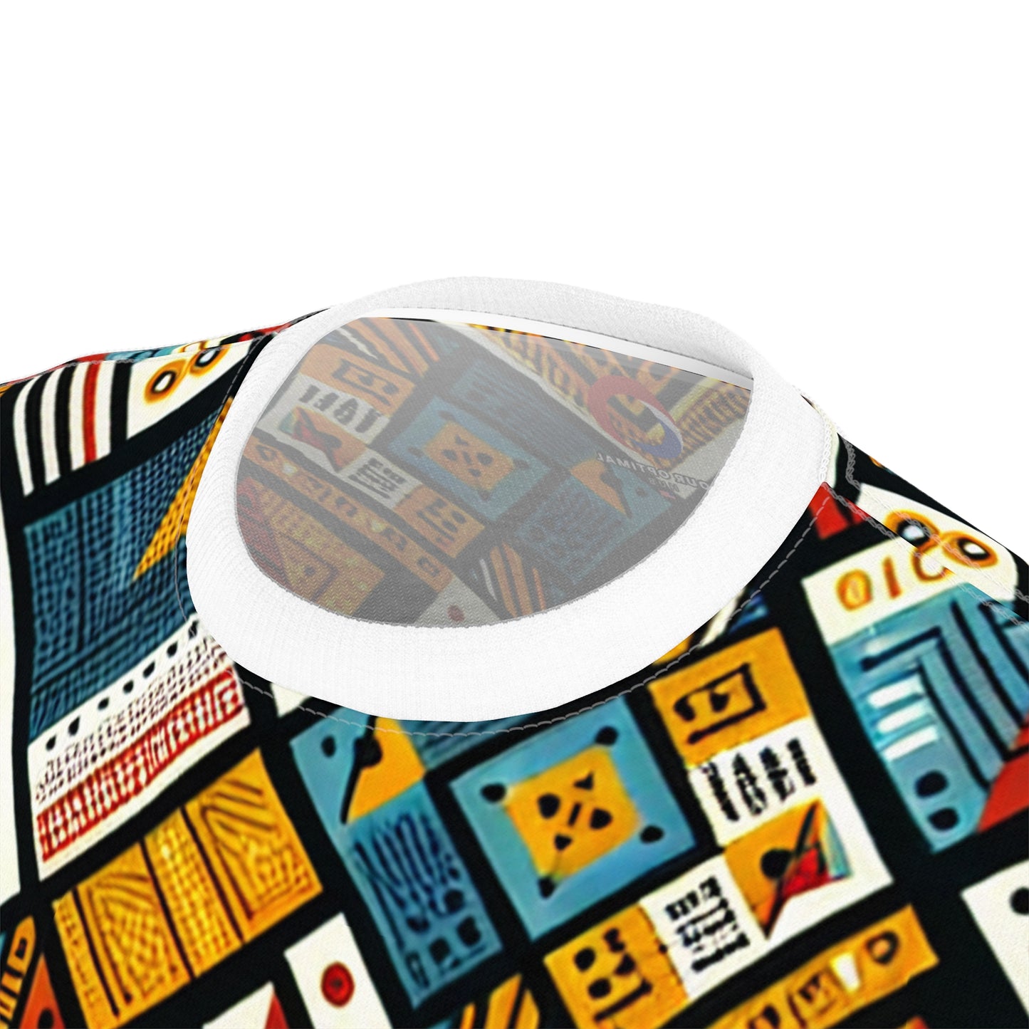 Vibrant African Tribal Diamond Grid T-shirt: Bold Colors, Intricate Textures & Symbols - African Tribal Pattern-Inspired Tee