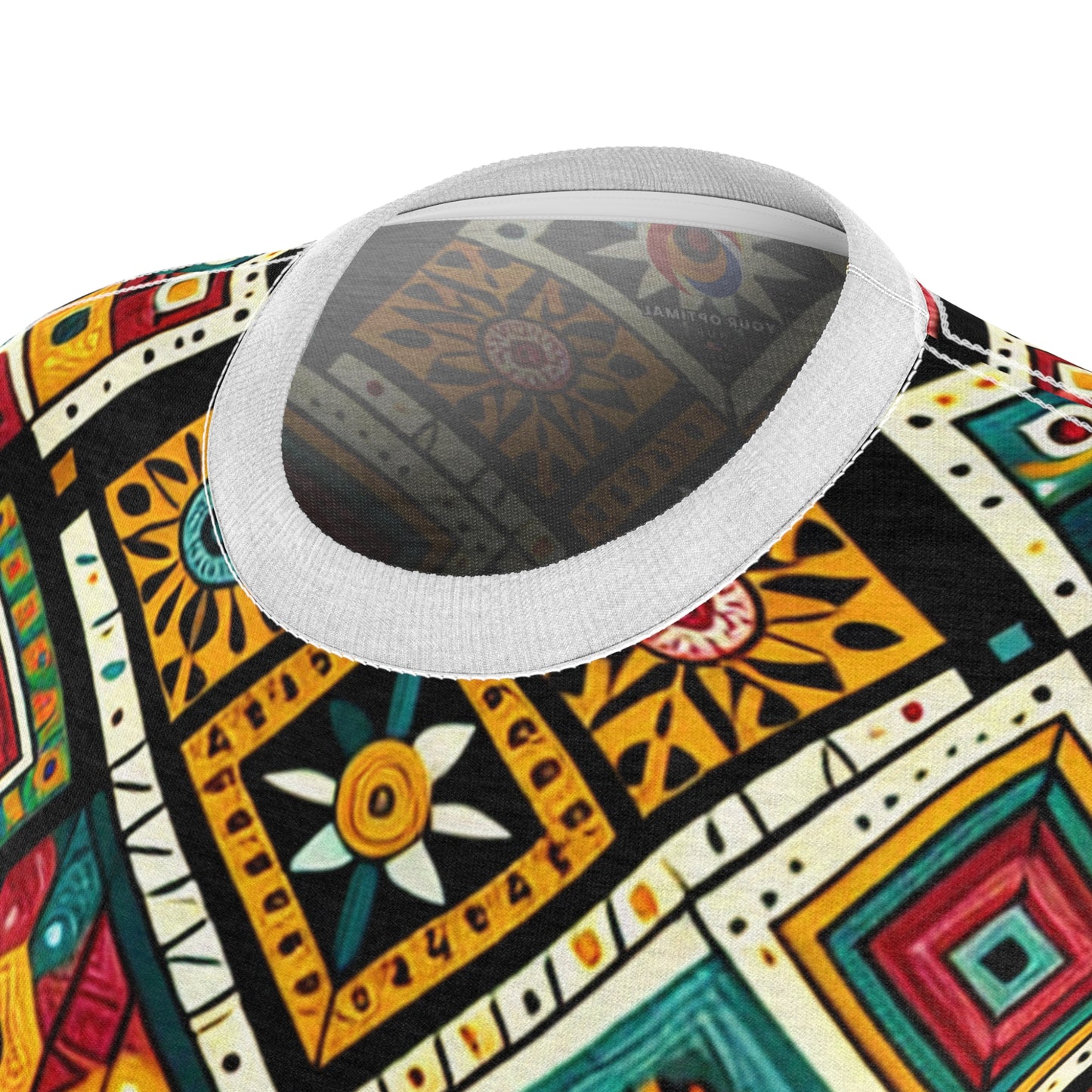 Vibrant African Storytelling Geometric-Pattern Women's T-shirt – Bold Colors & Tribal Symbols Shirt - African Tribal Pattern-Inspired