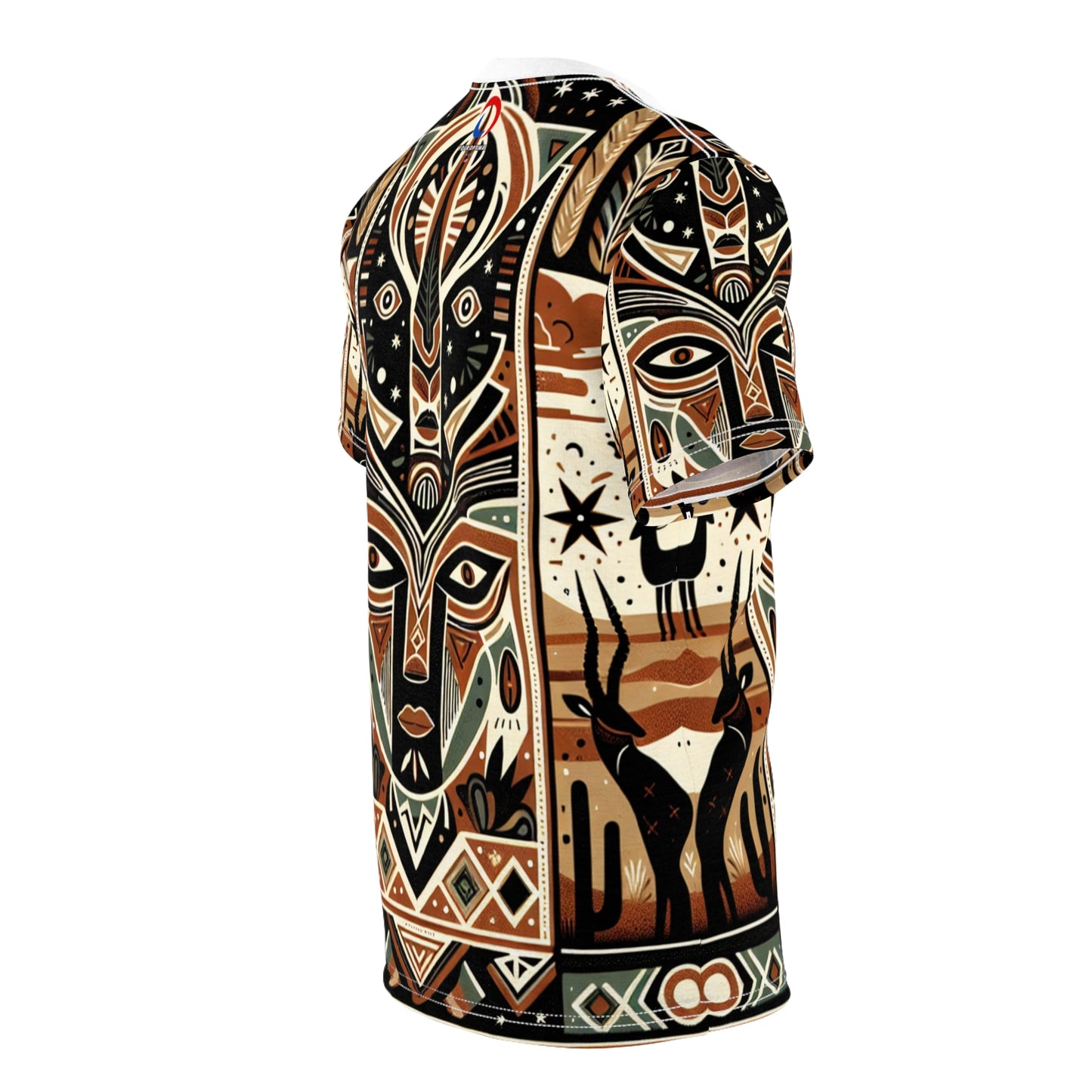 African Tribal Meets Southwestern Nature-scape, Colorful Geometric Totem Art T-shirt - African Tribal Pattern-Inspired Tee