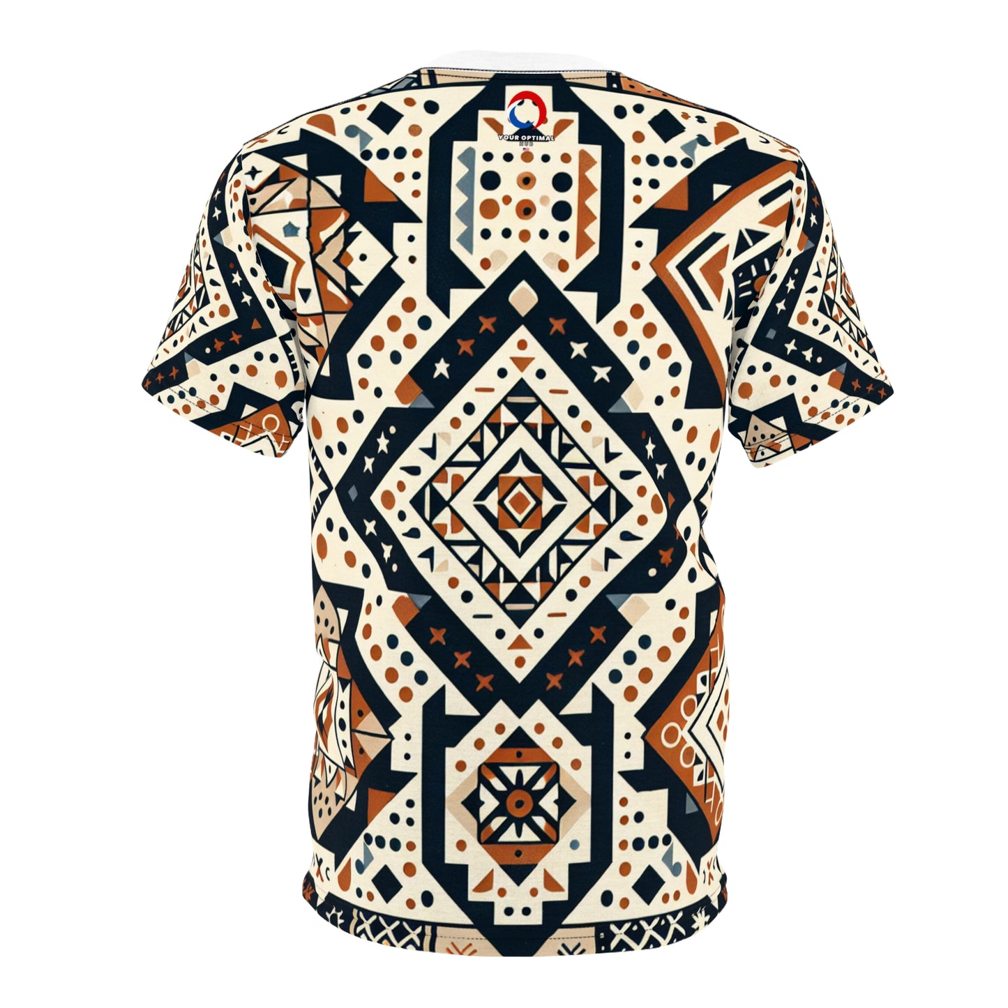 Berber Tattoo Art T-Shirt - Geometric Storytelling Design, Earthy Tones, Eclectic Shapes - African Tribal Pattern-Inspired Tee