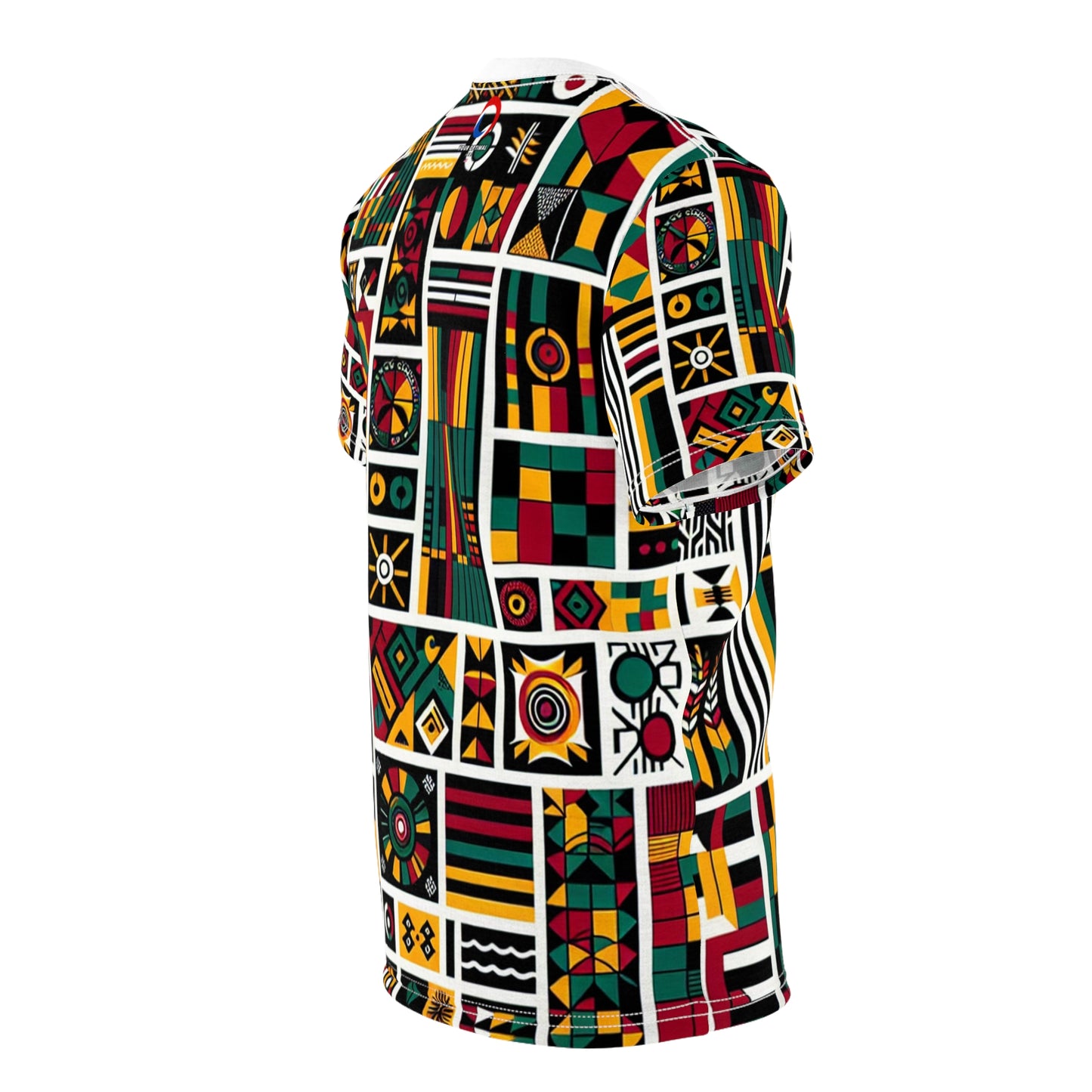 Vibrant Pan-African Heritage T-shirt - Geometric Kente Adinkra Narrative Artwork - African Tribal Pattern-Inspired Tee