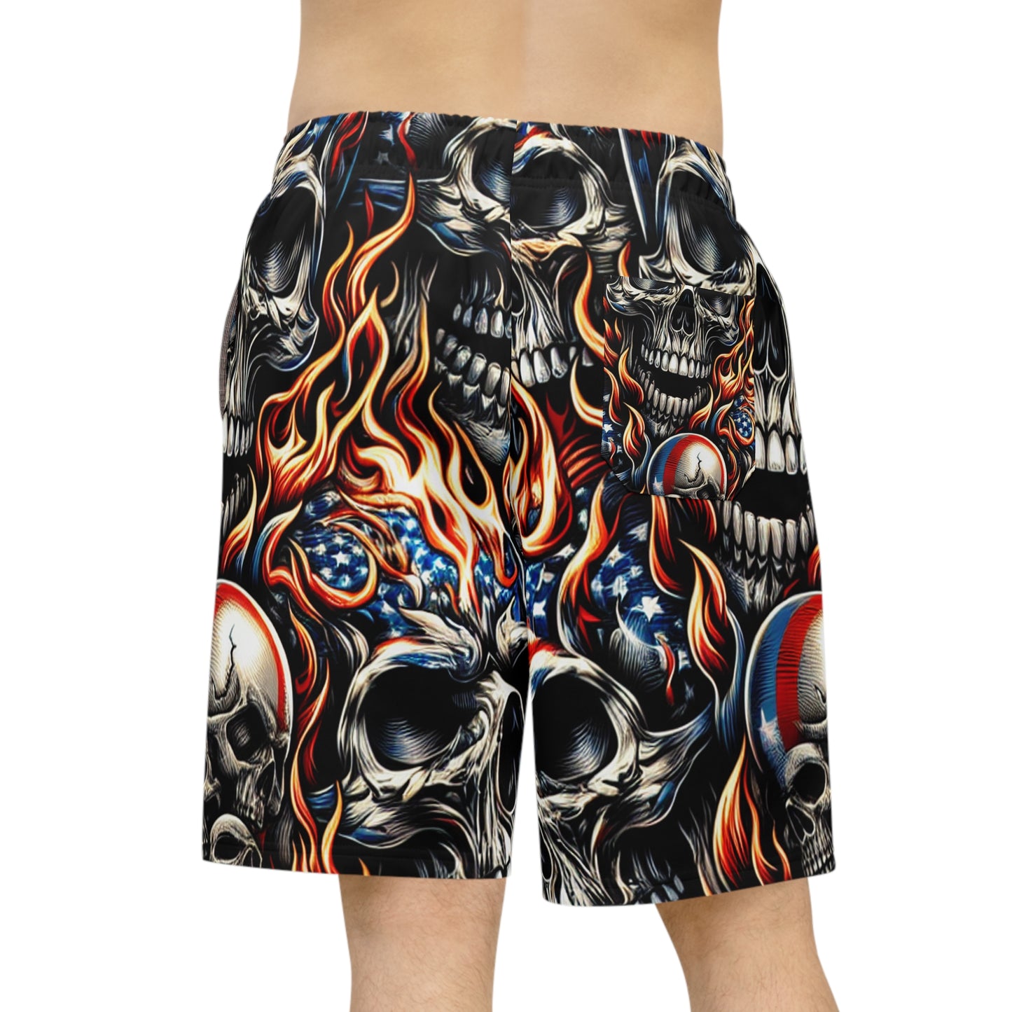 Inferno Skulls Patriotism-Emblazed Shorts - Patriotic Streetwear Shorts