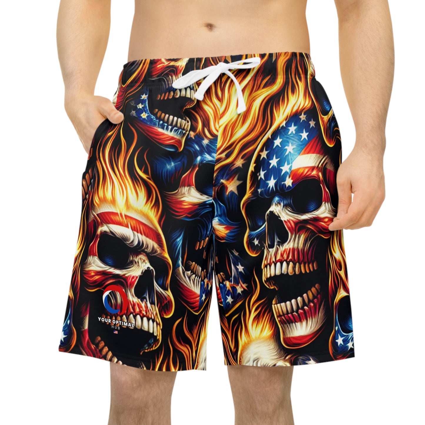 Infernal Skull Inferno Patriotism-Imbued Tattoo Shorts - Patriotic Streetwear Shorts