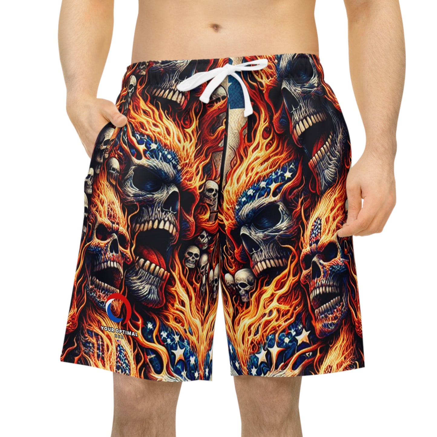 Inferno Skull Patriot Shorts - Patriotic Streetwear Shorts