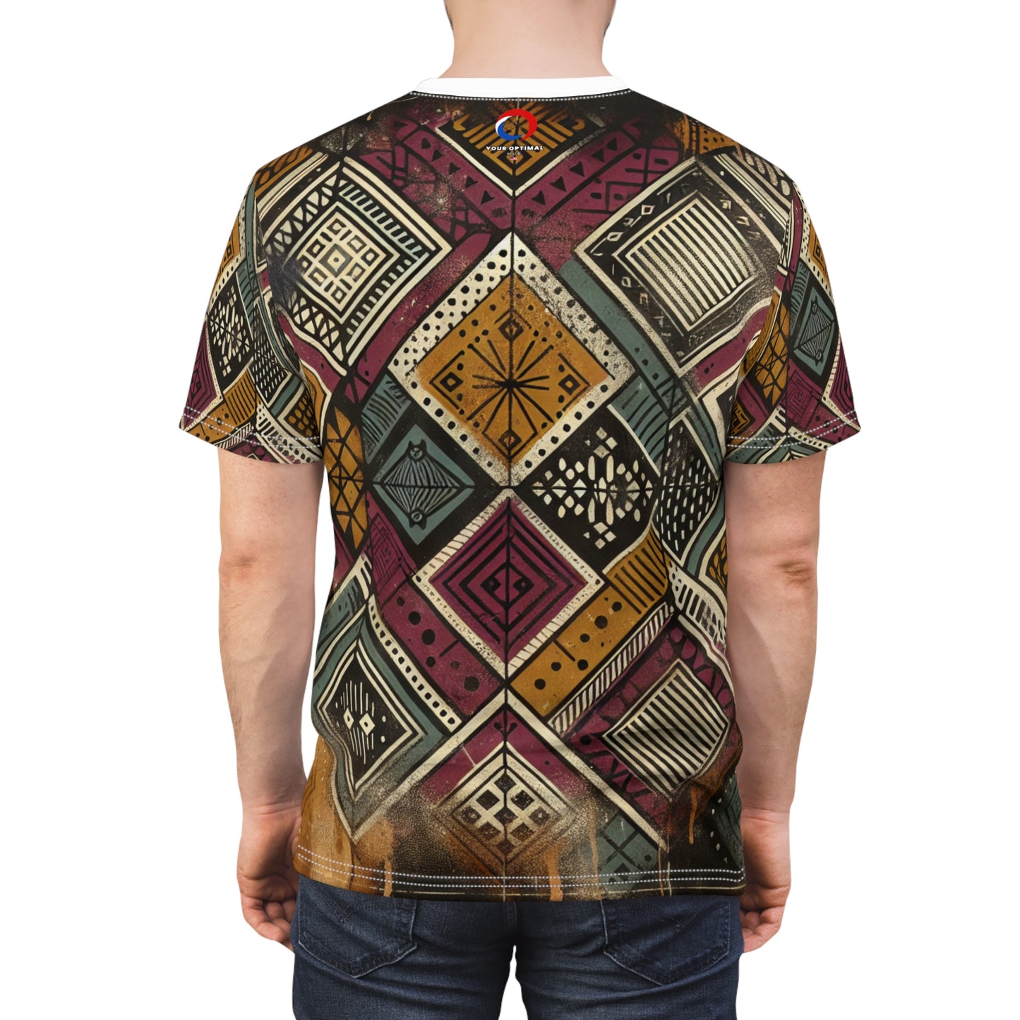 Urban-Graffiti Meets African Art: Distressed Black Tee, Geometric Shapes & Spray-Paint - African Tribal Pattern-Inspired Tee