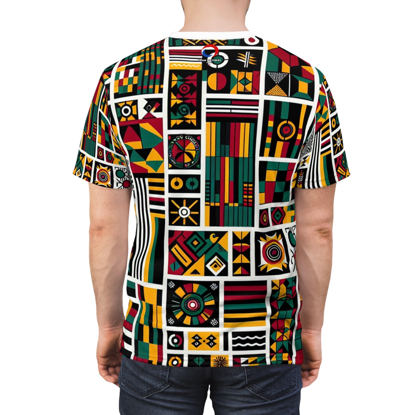 Vibrant Pan-African Heritage T-shirt - Geometric Kente Adinkra Narrative Artwork - African Tribal Pattern-Inspired Tee