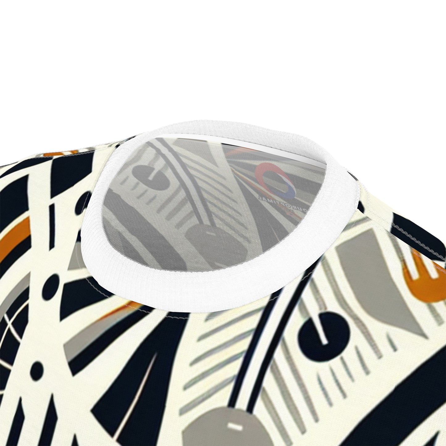 Modern African-Graphic Fusion Tee - Monochrome & Orange, Nature-Warfare Symbols - African Tribal Pattern-Inspired