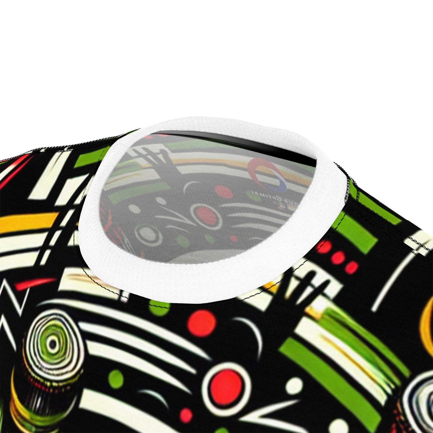 African Rhythm Dance Party T-Shirt: Bold Circles & Radiating Lines in Vibrant Hues - African Tribal Pattern-Inspired Tee