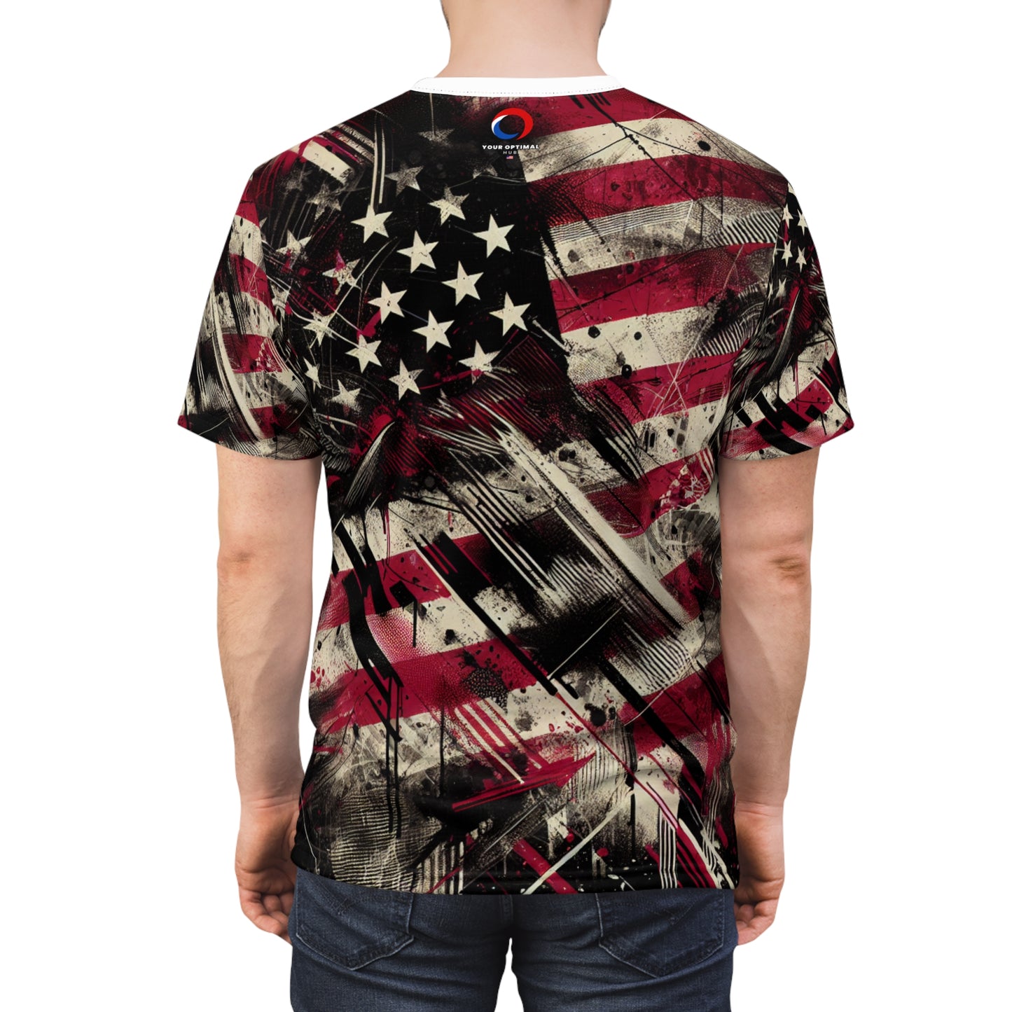 Urban Resilience: Grunge Streetwear T-Shirt - Powerful Weathered American Flag Graffiti Design - Patriotic Edgy Fashion Essential - Patriotic Streetwear Tee