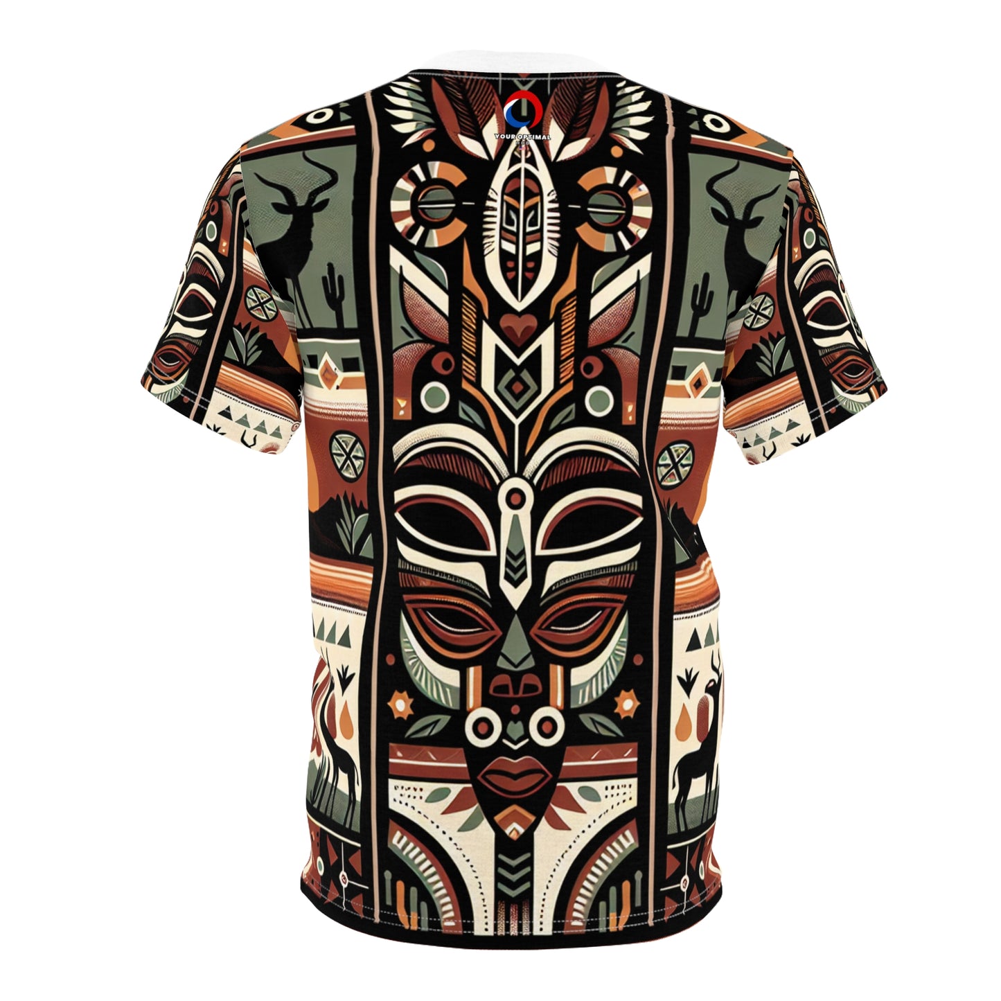 African-Mystique Meets Southwest Skyline: Tribal Totem Symmetric Art T-Shirt - African Tribal Pattern-Inspired Tee