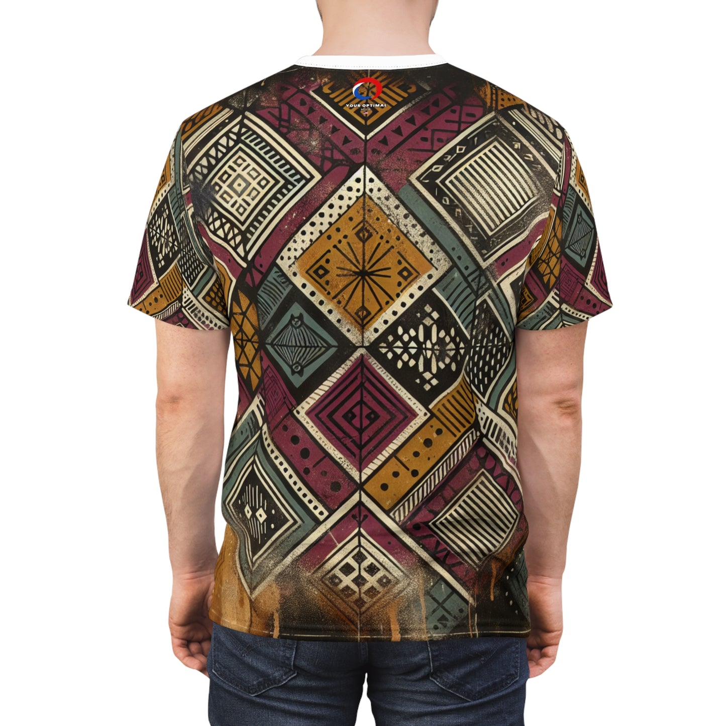 Urban-Graffiti Meets African Art: Distressed Black Tee, Geometric Shapes & Spray-Paint - African Tribal Pattern-Inspired Tee