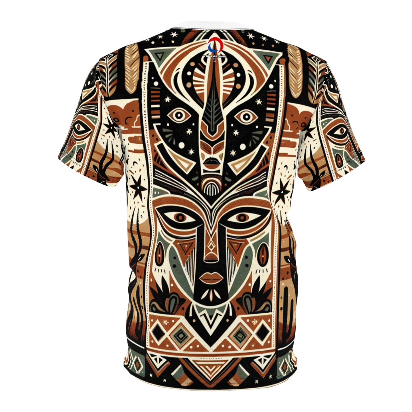African Tribal Meets Southwestern Nature-scape, Colorful Geometric Totem Art T-shirt - African Tribal Pattern-Inspired Tee