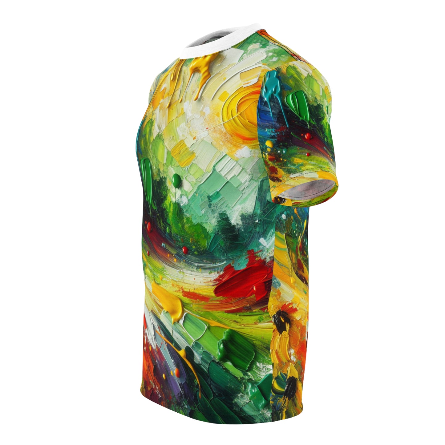 Vibrant Rasta Spirit Abstract Art T-shirt - Bold Colors, Impasto Strokes - Rastafarian Abstract Art-Inspired Tee