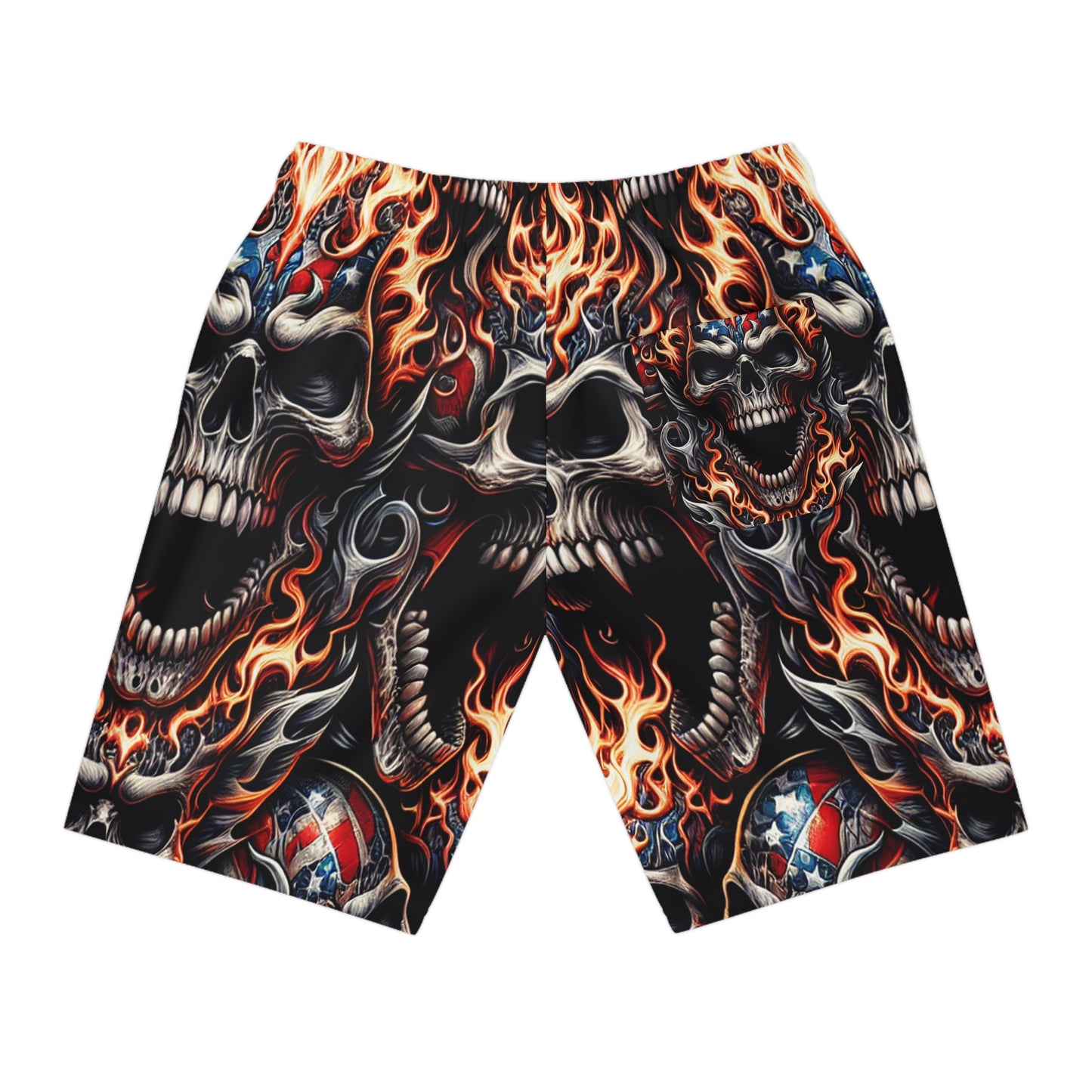 Blazing Skulls & Stars Patriotic Unleashed Shorts - Patriotic Streetwear Shorts