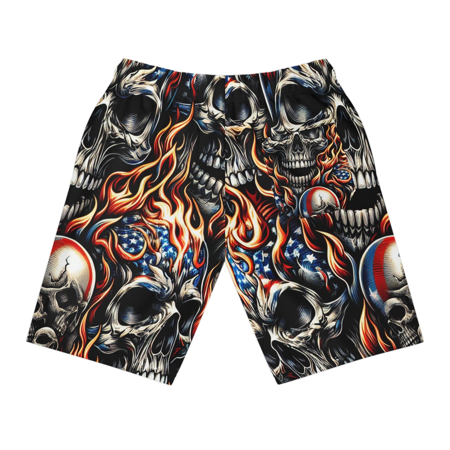 Inferno Skulls Patriotism-Emblazed Shorts - Patriotic Streetwear Shorts