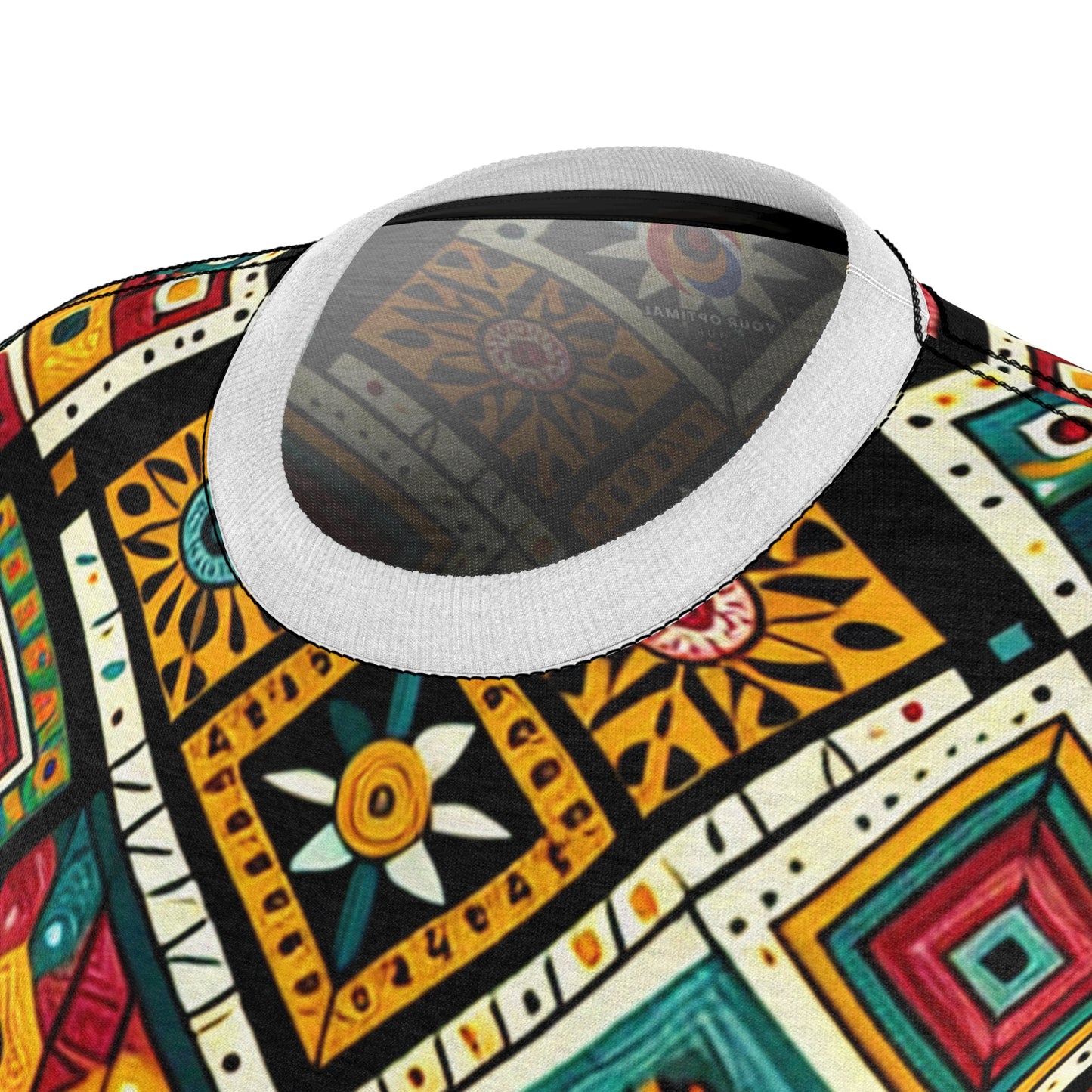 Vibrant African Storytelling Geometric-Pattern Women's T-shirt – Bold Colors & Tribal Symbols Shirt - African Tribal Pattern-Inspired