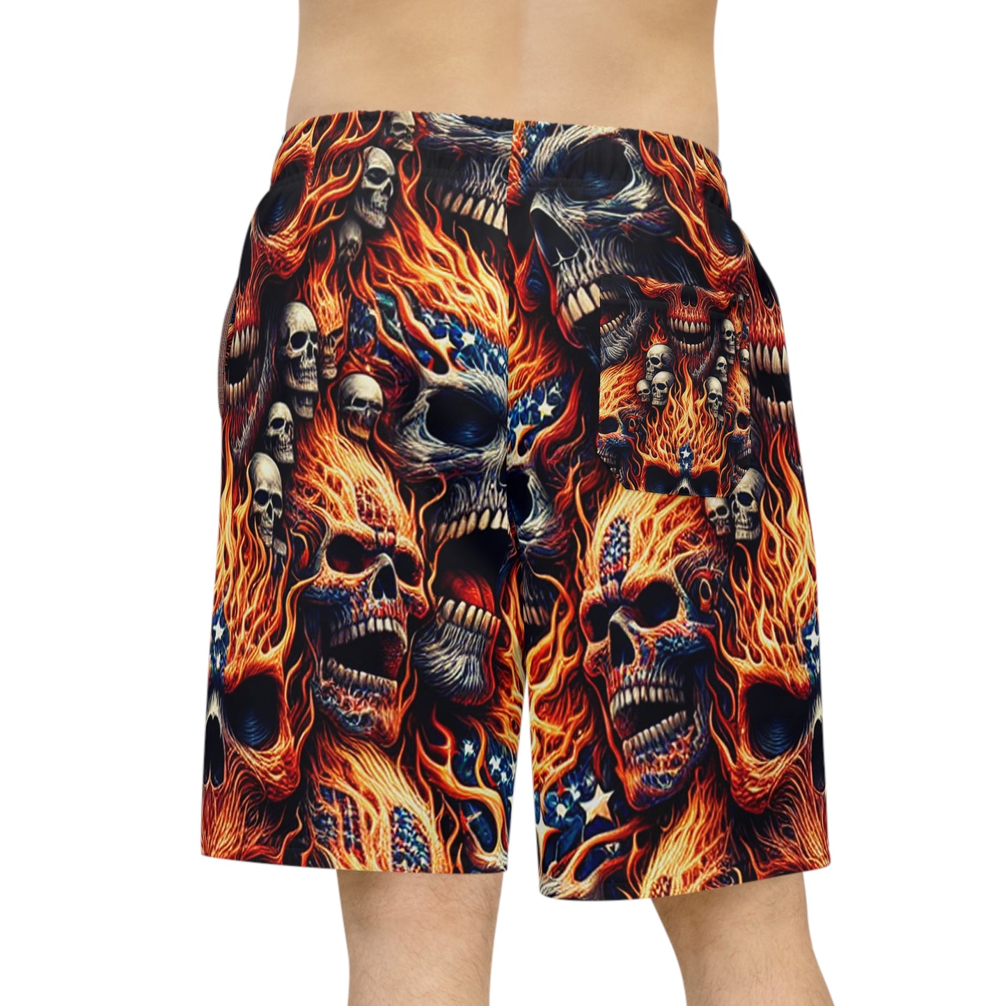 Inferno Skull Patriot Shorts - Patriotic Streetwear Shorts