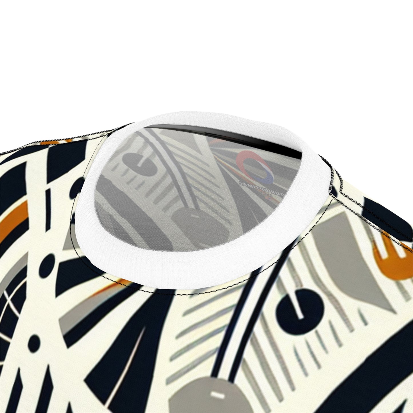 Modern African-Graphic Fusion Tee - Monochrome & Orange, Nature-Warfare Symbols - African Tribal Pattern-Inspired