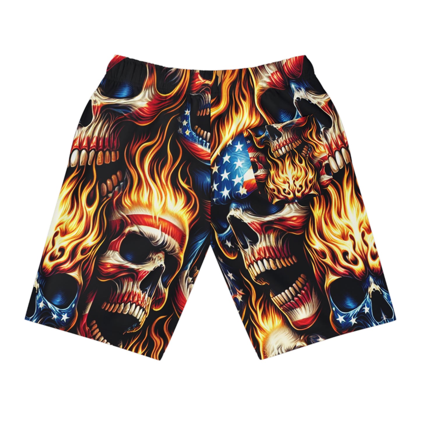 Infernal Skull Inferno Patriotism-Imbued Tattoo Shorts - Patriotic Streetwear Shorts