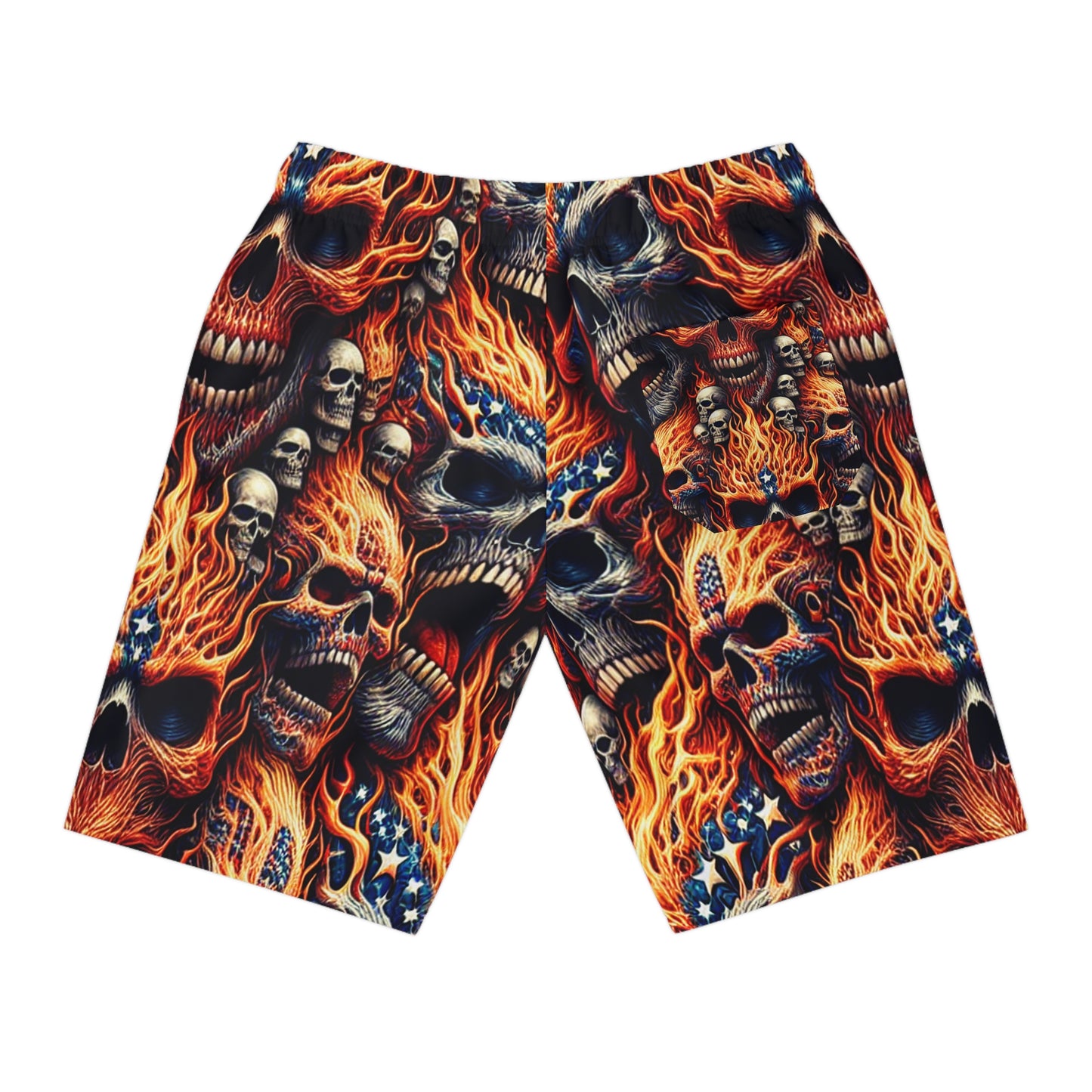 Inferno Skull Patriot Shorts - Patriotic Streetwear Shorts