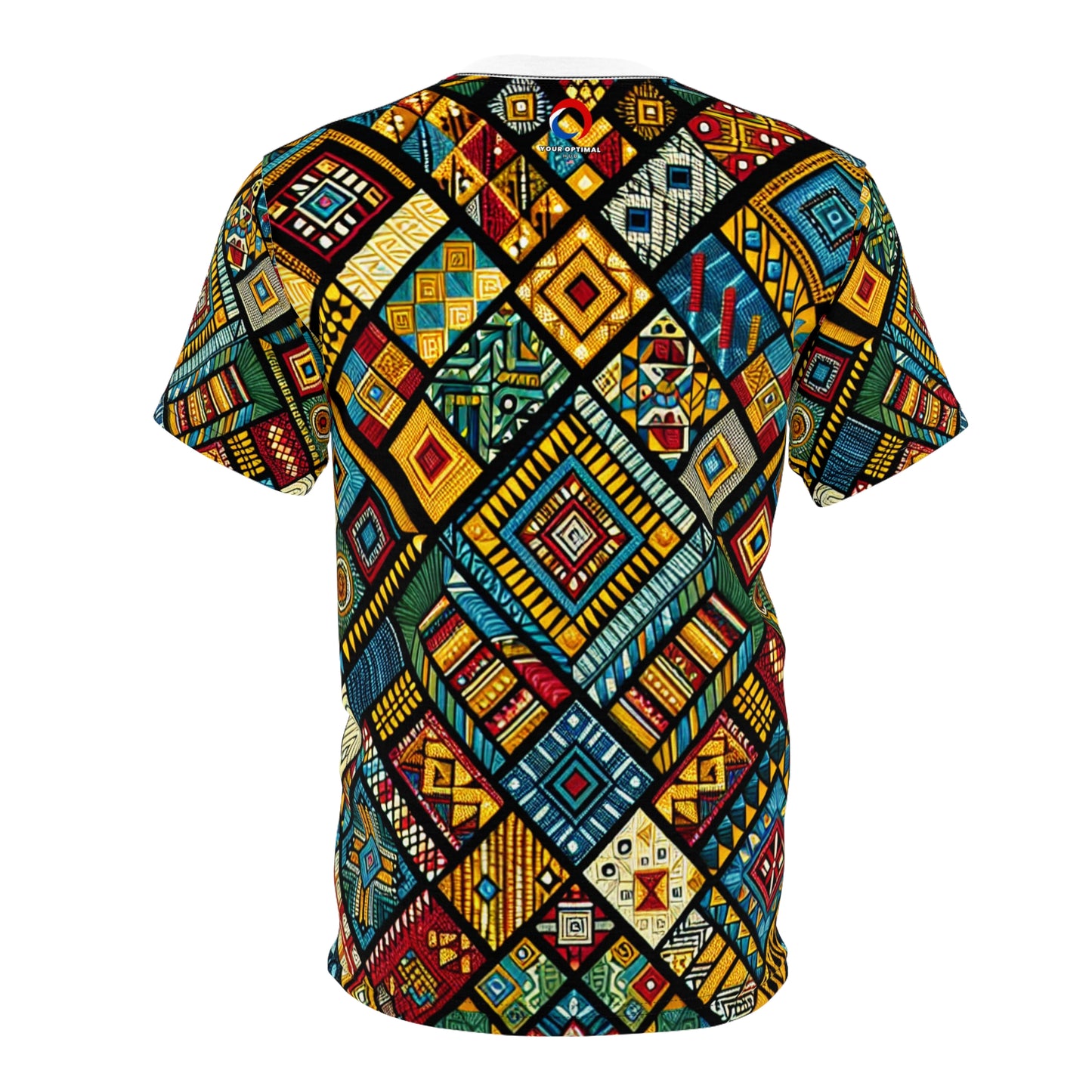 Vibrant African Tribal Diamond Geometric Design T-Shirt - Rich Colorful Cultural Artwear - African Tribal Pattern-Inspired Tee
