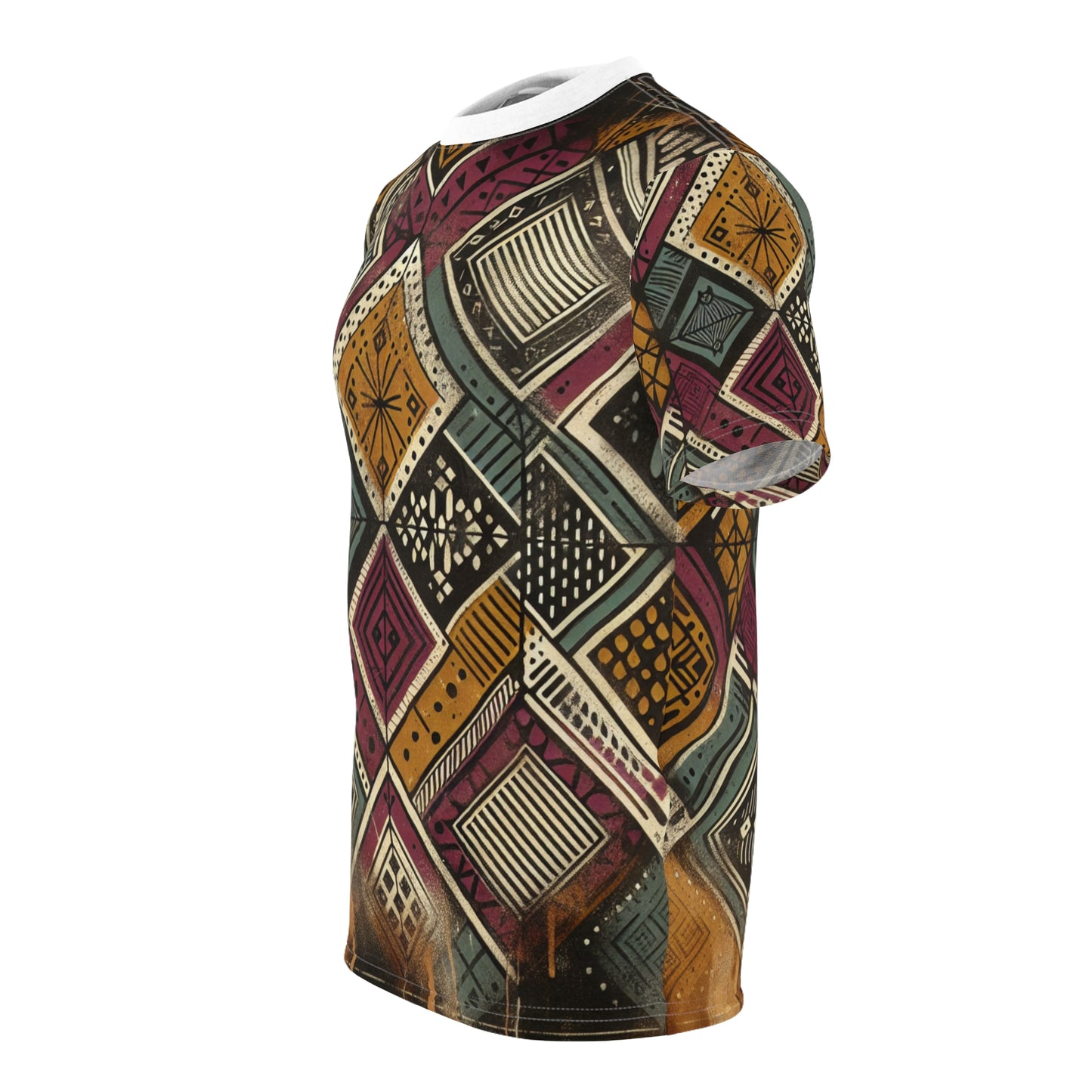 Urban-Graffiti Meets African Art: Distressed Black Tee, Geometric Shapes & Spray-Paint - African Tribal Pattern-Inspired Tee