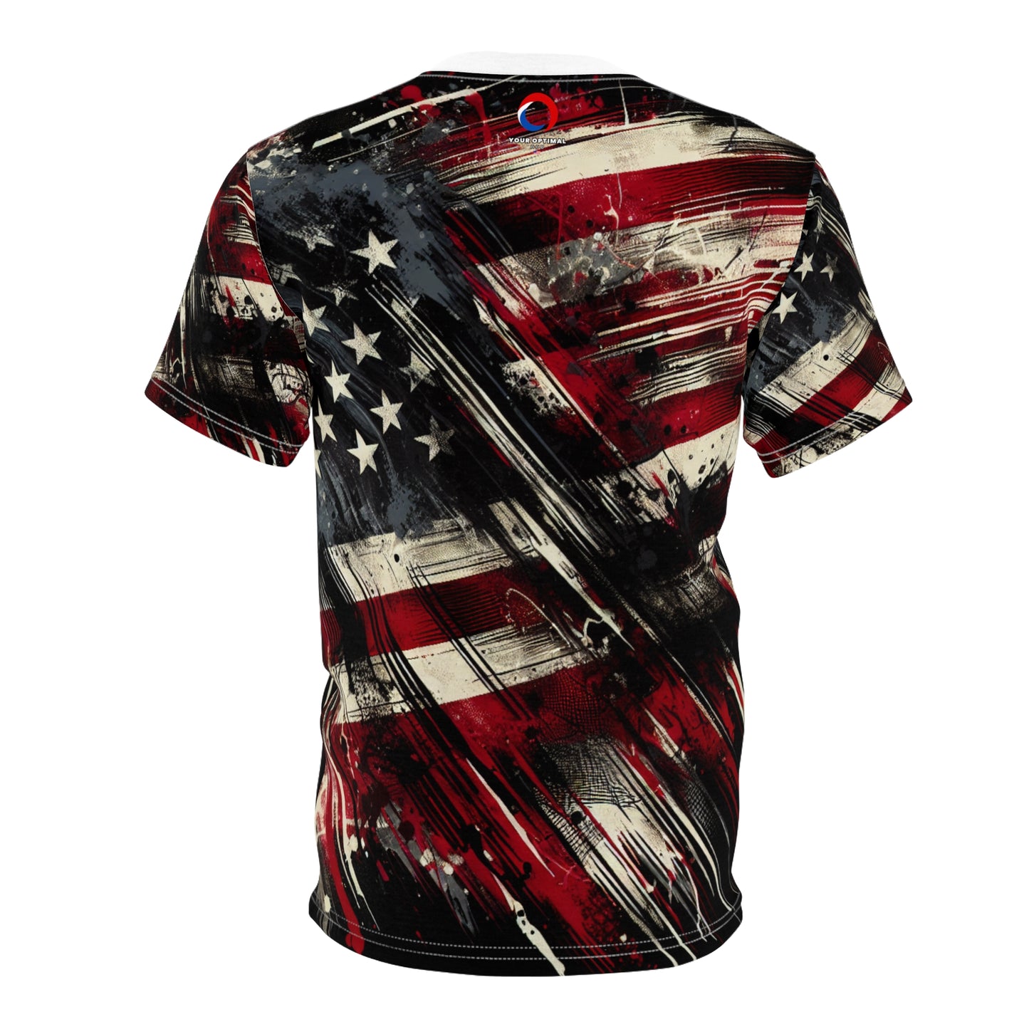 Grunge Streetwear Tribute: Distressed American Flag Graffiti Graphic T-Shirt - Bold Urban Patriotism Design - Patriotic Streetwear Tee