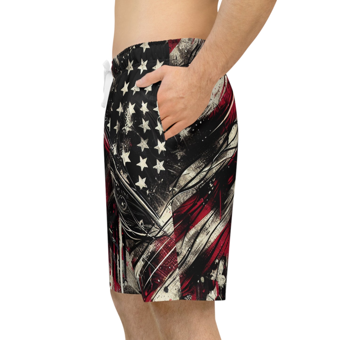 Edgy Distressed American Flag Grunge Streetwear Shorts | Patriotic Graffiti Art Apparel | Patriotic Streetwear Shorts