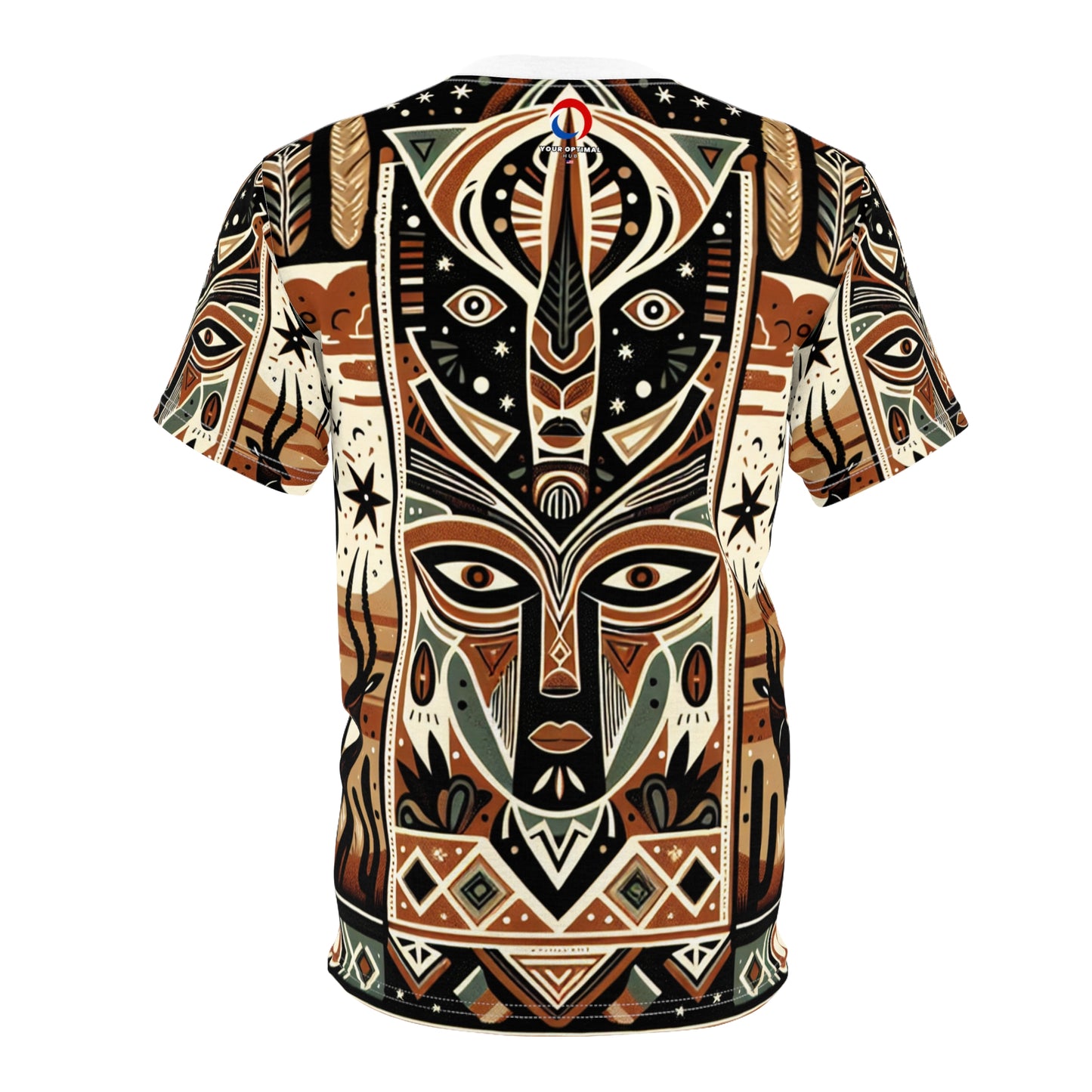 African Tribal Meets Southwestern Nature-scape, Colorful Geometric Totem Art T-shirt - African Tribal Pattern-Inspired Tee