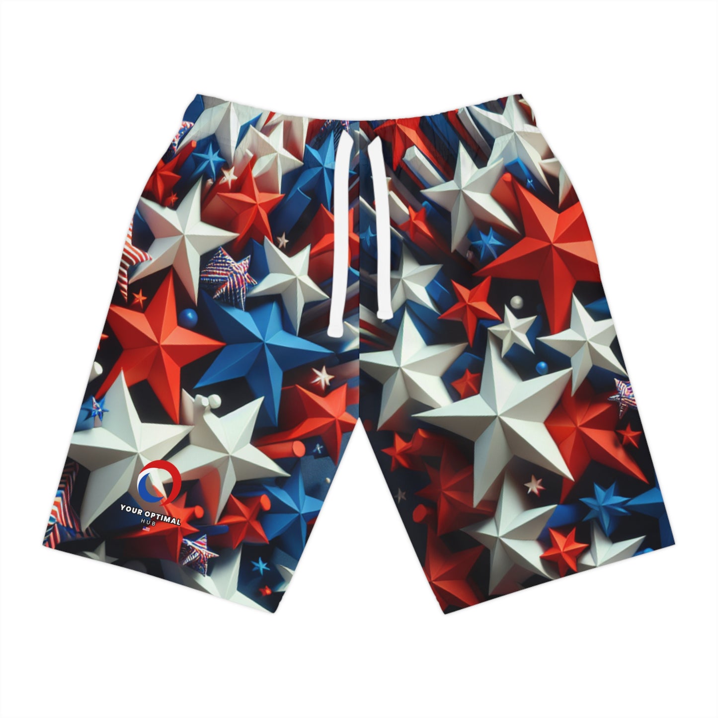 3D Star-Spangled Shorts | Vibrant Red, White & Blue, Patriotic Patterned Festive Shorts | Independence Day Apparel | Patriotic Streetwear Shorts