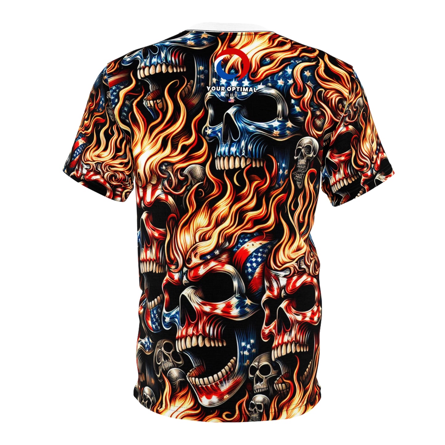 InfernoLiberty Threads: Skullscape Blaze - American Pride Tee