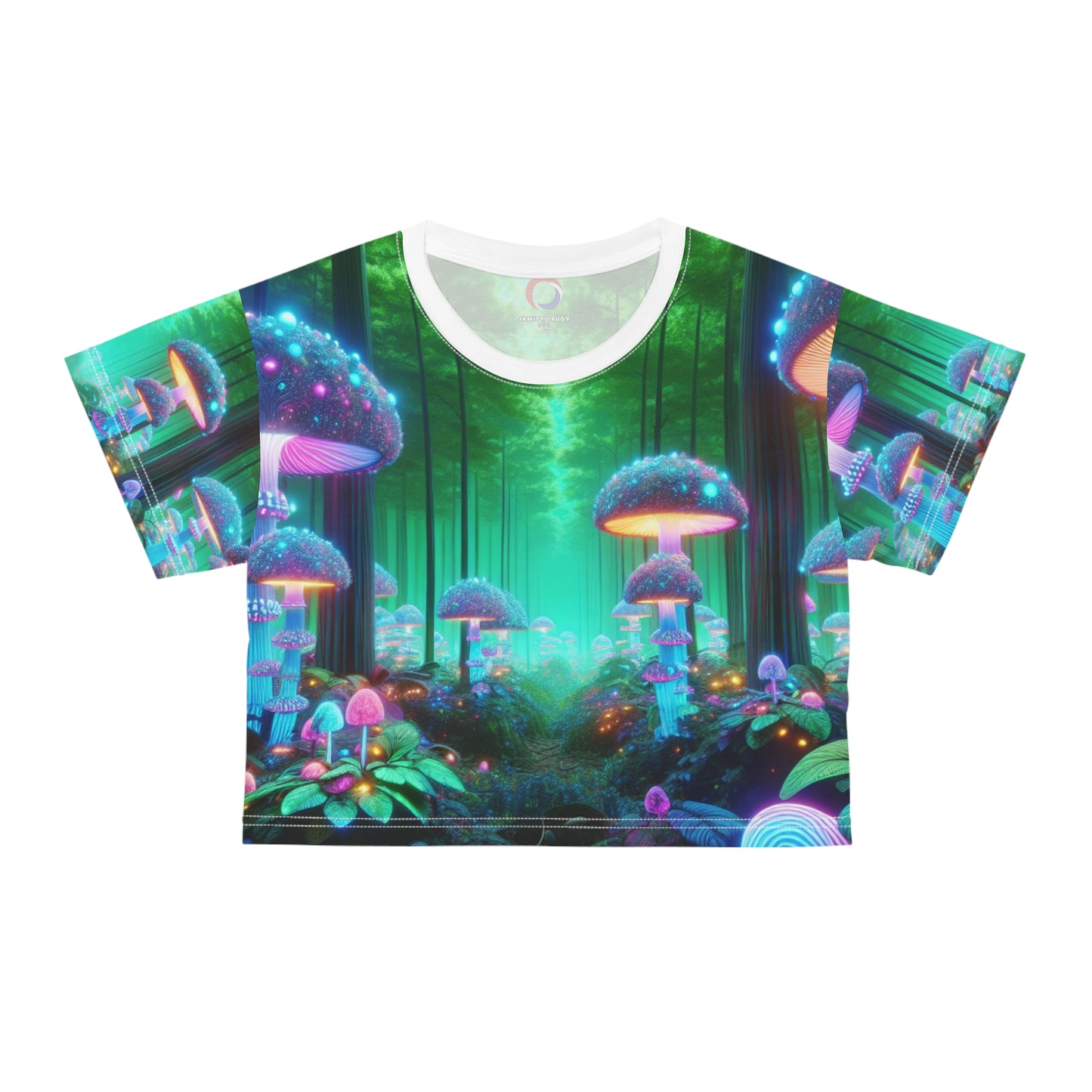 Psychedelic Enchanted Forest Women's Crop Tee - 3D Photo-Realistic Vivid Nature Art Nouveau Top - Women's Trippy Tee