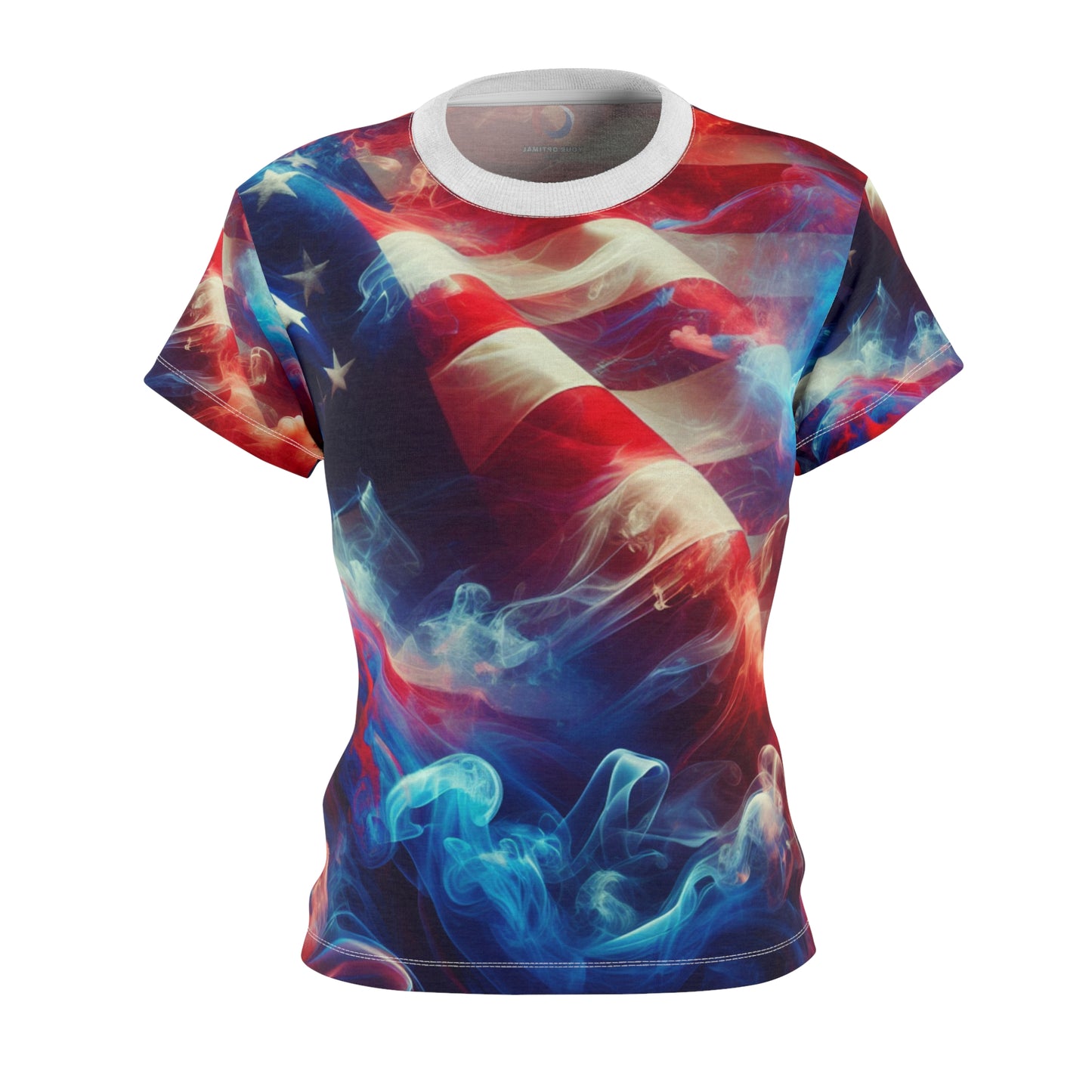 Women's Mystical American Flag T-shirt: Dreamy, Artistic, Fluid Design Celebrating Unity & Pride - Patriotic Streetwear Tee