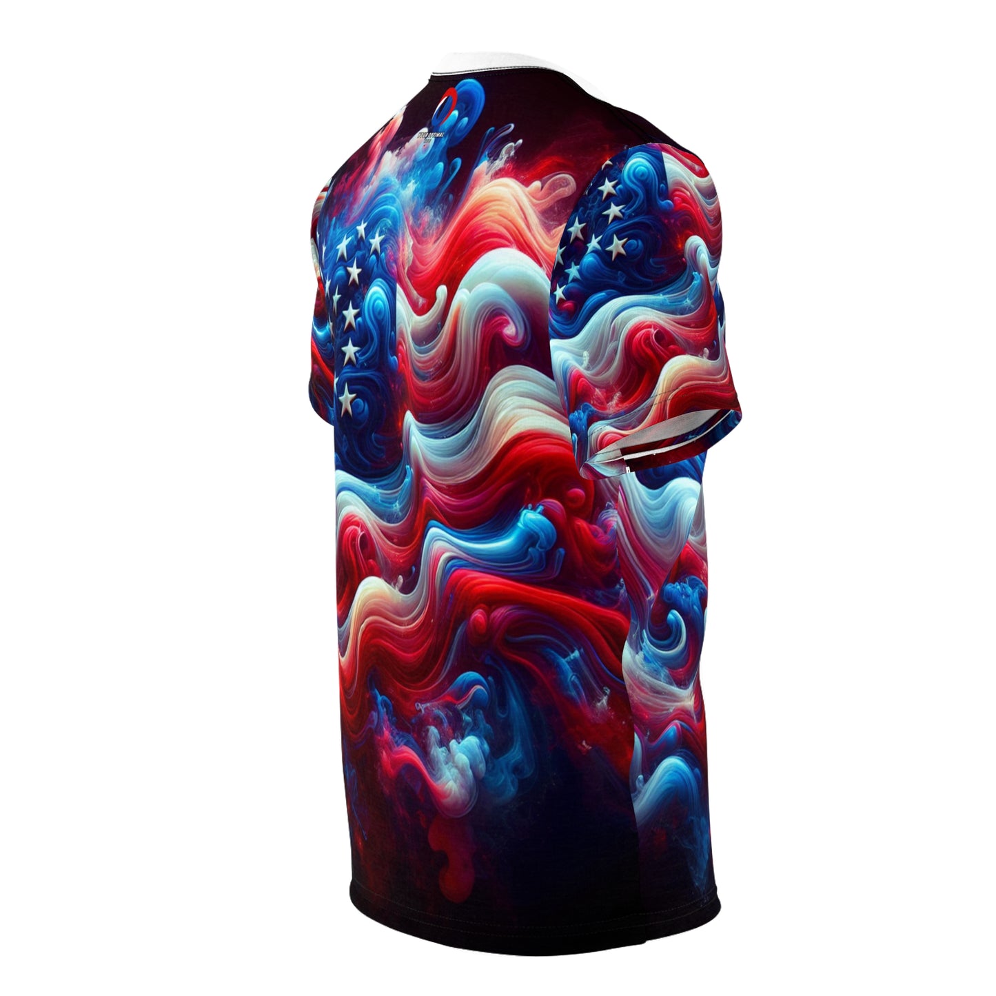 Captivating and Mystical American Flag T-shirt - Surreal, Smoke-Infused Artistic Design with Rich Color Transitions - Patriotic Streetwear Tee