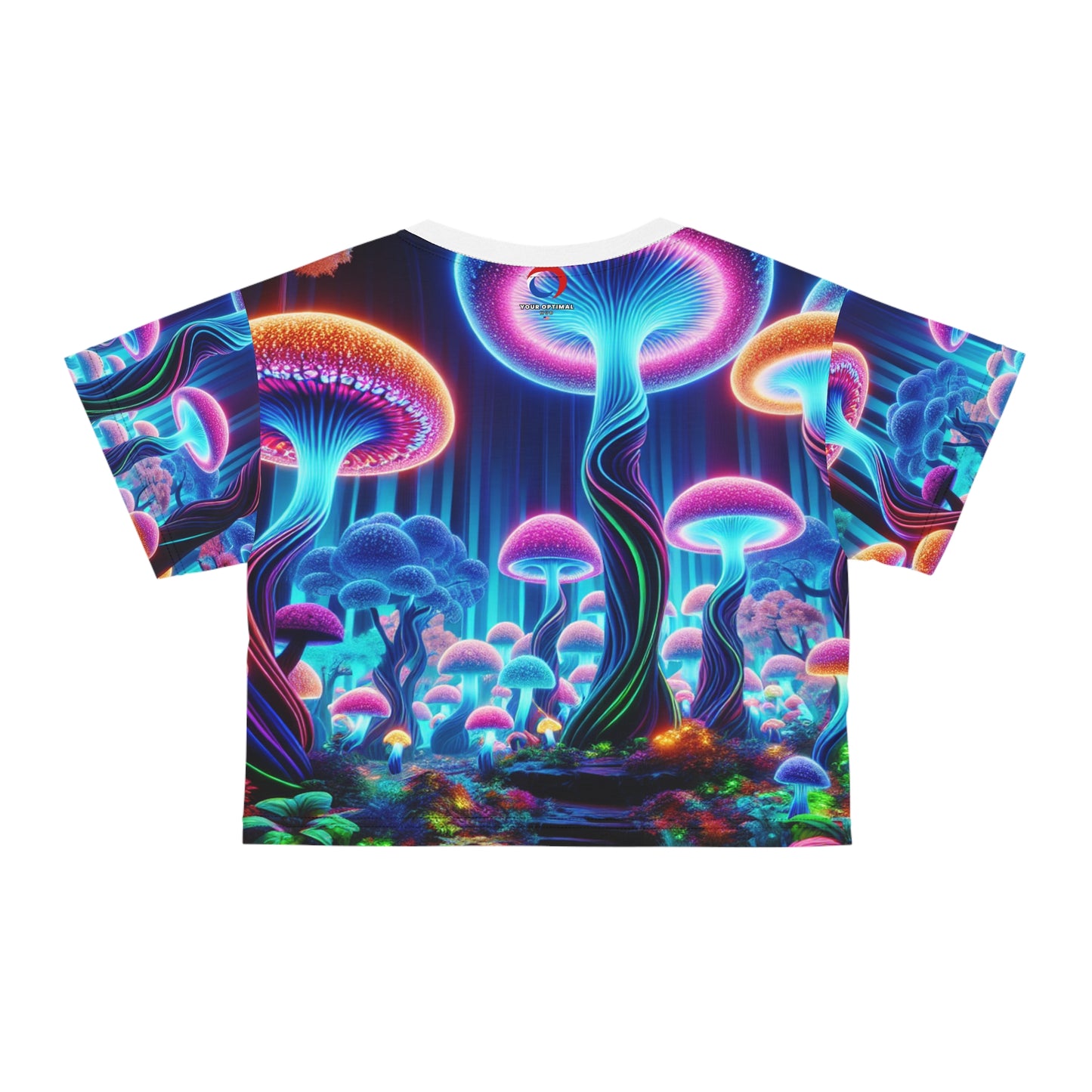 Enchanted Neon Forest Crop Tee: Women's Surreal Magic Wilderness 3D Photorealistic Top - Women's Trippy Tee