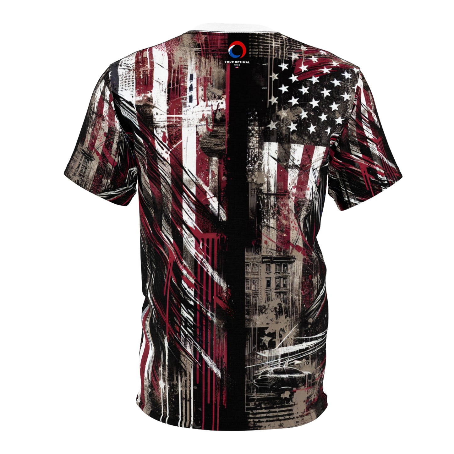 Urban Rebellion: Raw & Resilient American Flag Graffiti Grunge Streetwear T-Shirt - Patriotic Streetwear Tee