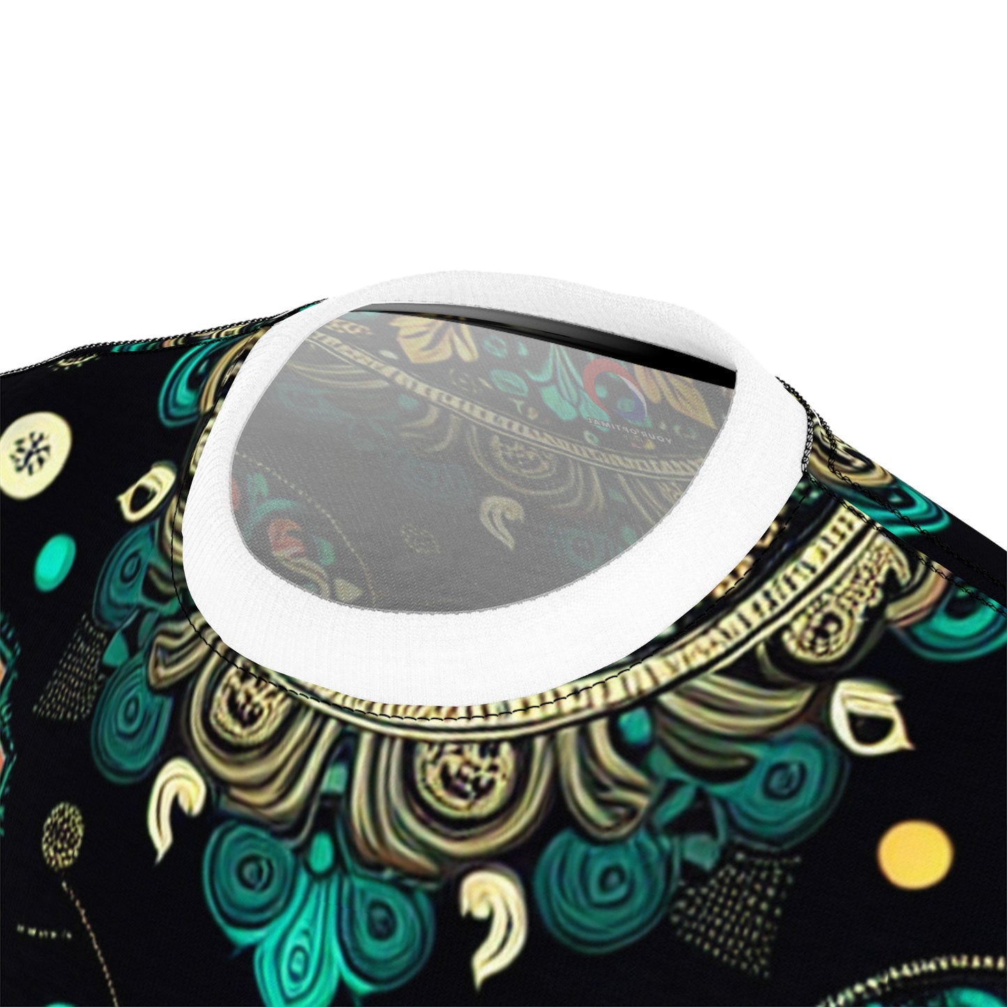 Neon UV Indian Motif Tee – Bioluminescent Floral & Geometric Glow Pattern on Black Shirt