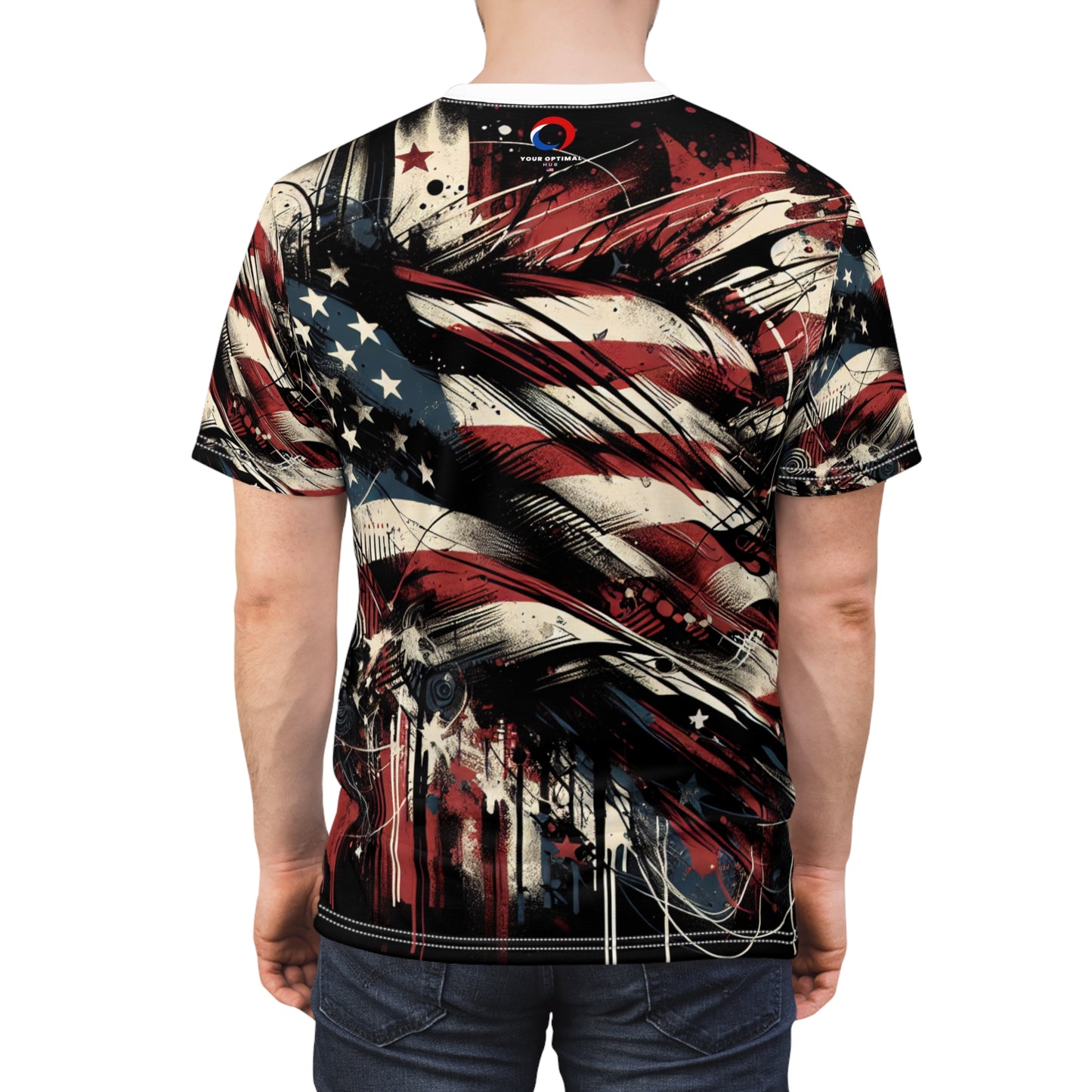 Raw Resilience: Distressed American Flag Graffiti Grunge Streetwear T-shirt, Crafted for Bold Patriot Style - Patriotic Streetwear Tee