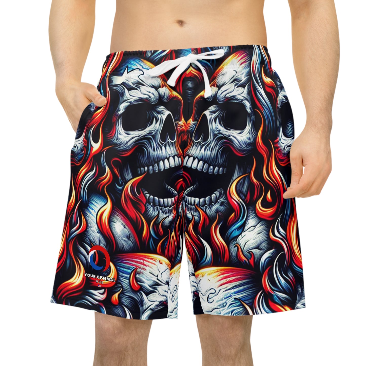 Inferno Rebel: Patriotic Skull-Rage Tattooed Shorts - Patriotic Streetwear Shorts