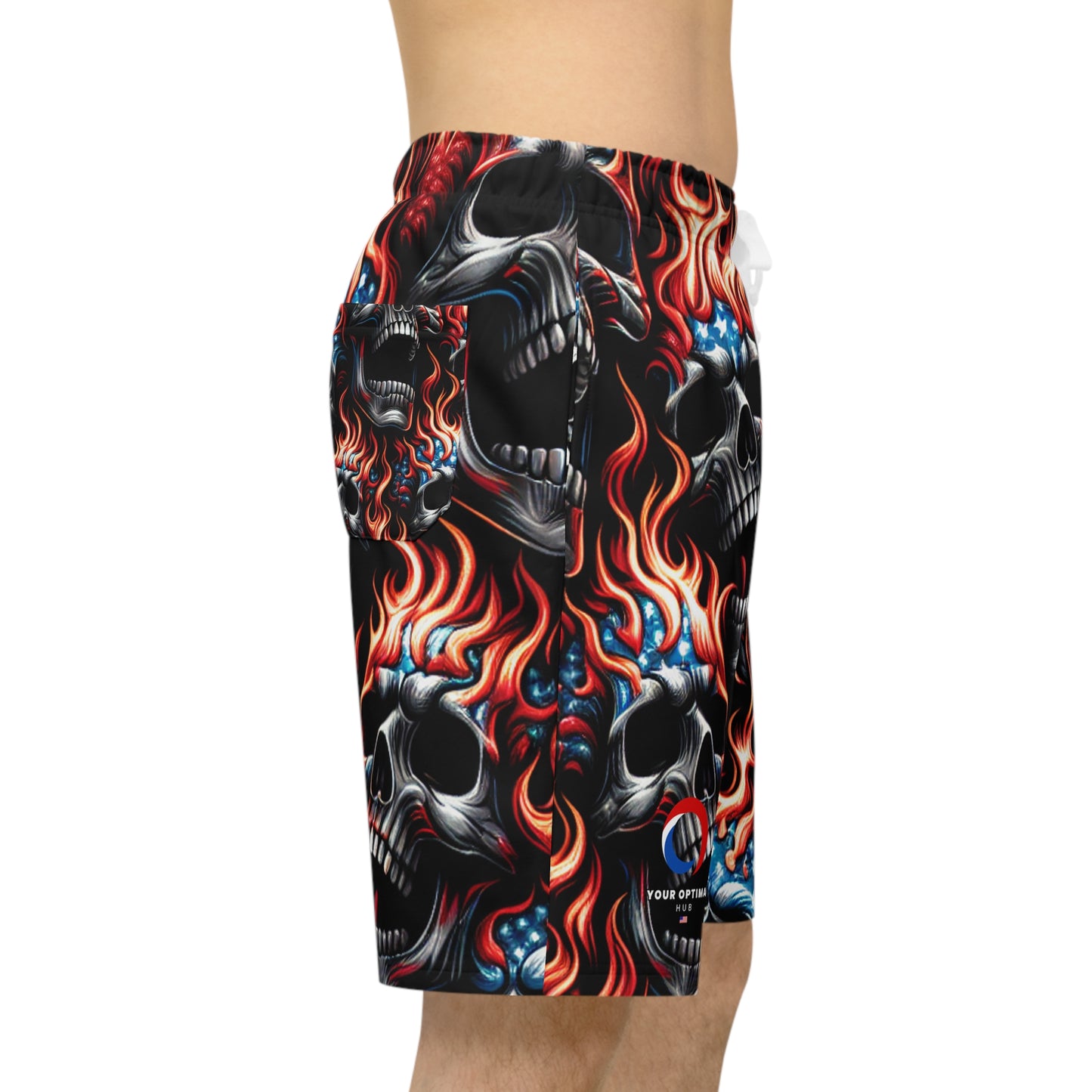 Blazing Skulls Patriot Edition: Tattoo-Inspired American Pride Shorts - Patriotic Streetwear Shorts