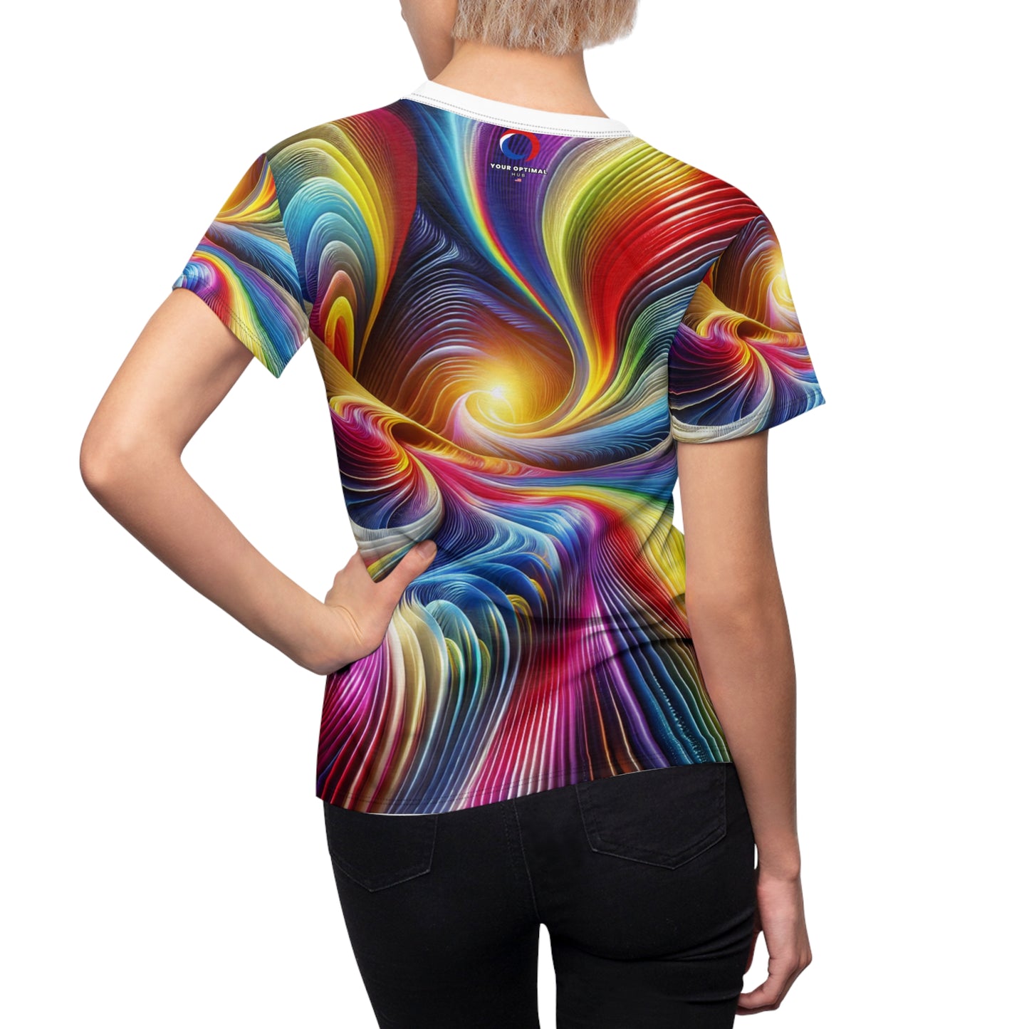 Surreal Psychedelic Vortex Women's T-Shirt: Vibrantly Abstract, Rainbow-Hued, Hypnotic Artwork Tee - Women's Trippy Tee