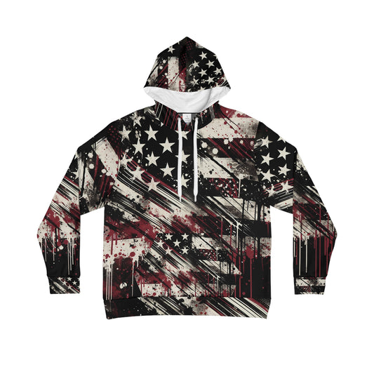 Edgy American Flag Distressed Grunge Streetwear Hoodie - Bold Graffiti-Inspired Patriotic Urban Style Sweatshirt - Patriotic Streetwear