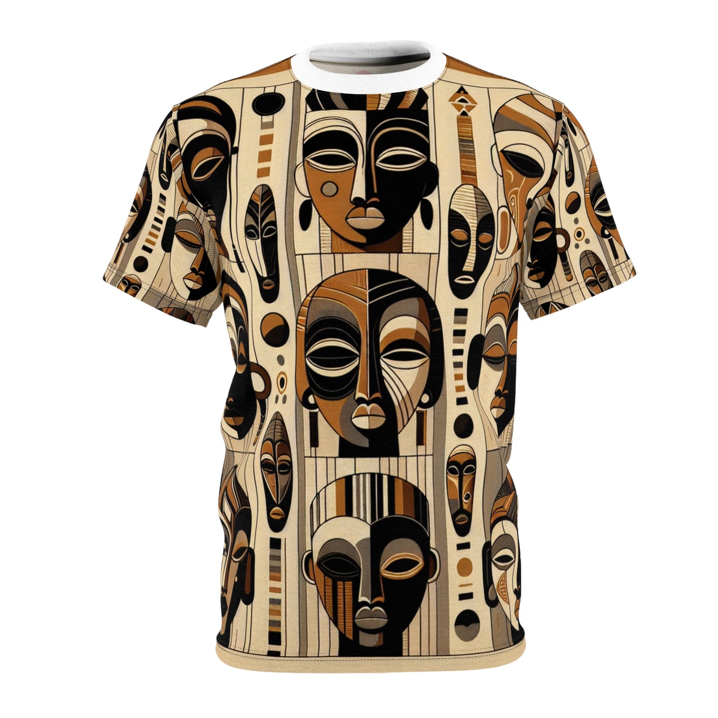 African Masks Gallery T-shirt - Vibrant Heritage & Contemporary Art Fusion Tee - African Tribal Pattern-Inspired Apparel