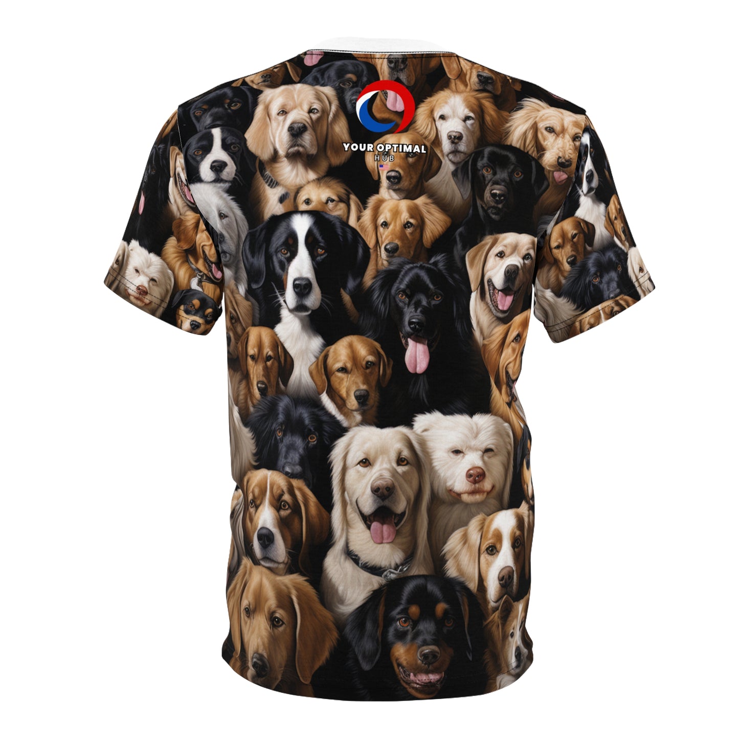 Canine Kaleidoscope: Ultra-Photorealistic Multi-Breed Dog Patterned T-Shirt - Dog Breed Fashion Tee