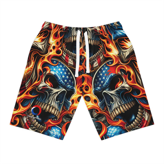 Patriotic Inferno Skullscape Artistic Shorts - Patriotic Streetwear Shorts